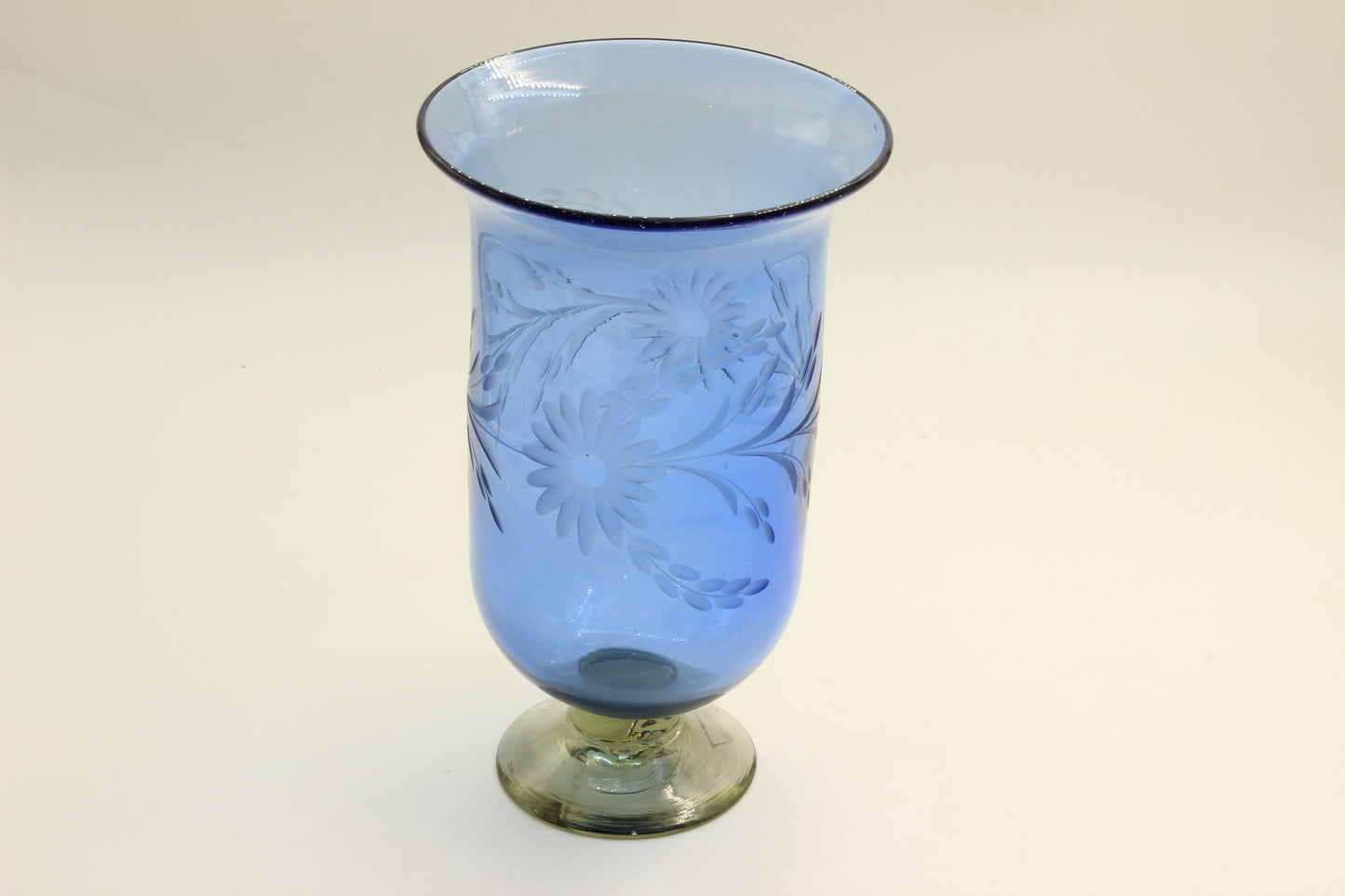 Blue Patterned Blown Glass Vase