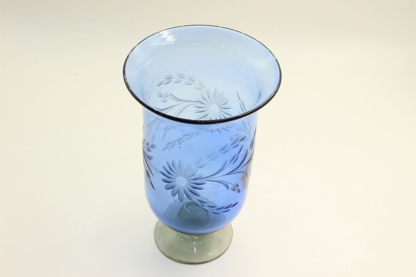Blue Patterned Blown Glass Vase