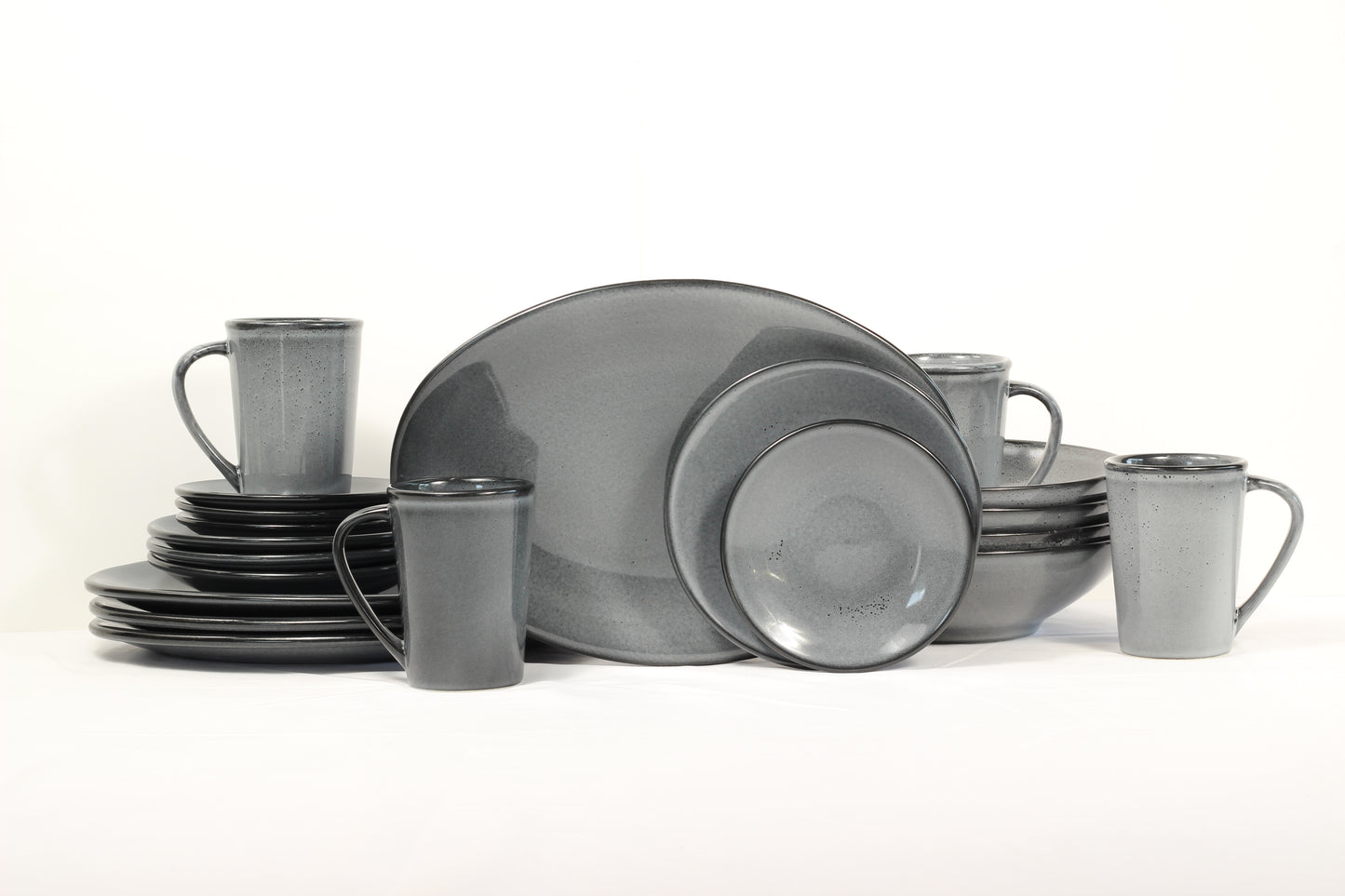 Anfora Denali Grey- 20 Piece Full Family Dinnerware Set