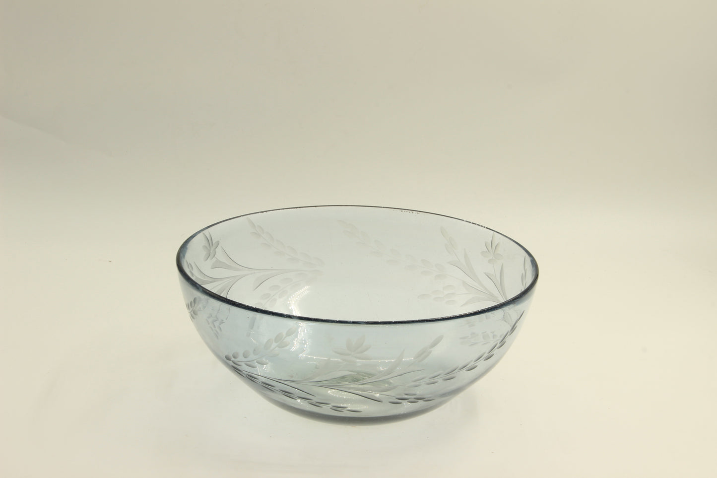 Blue Patterned Blown Glass Bowl