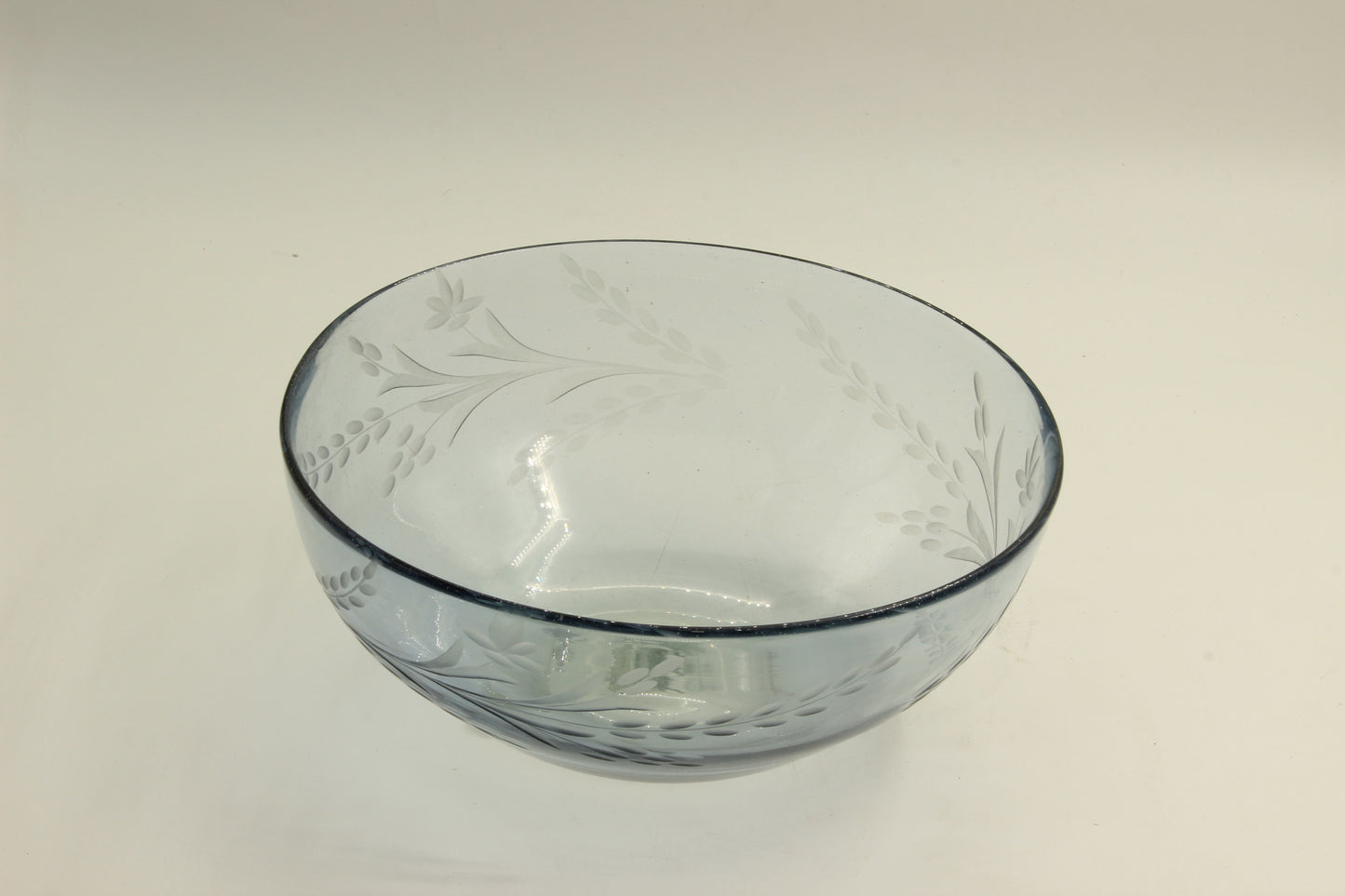Blue Patterned Blown Glass Bowl