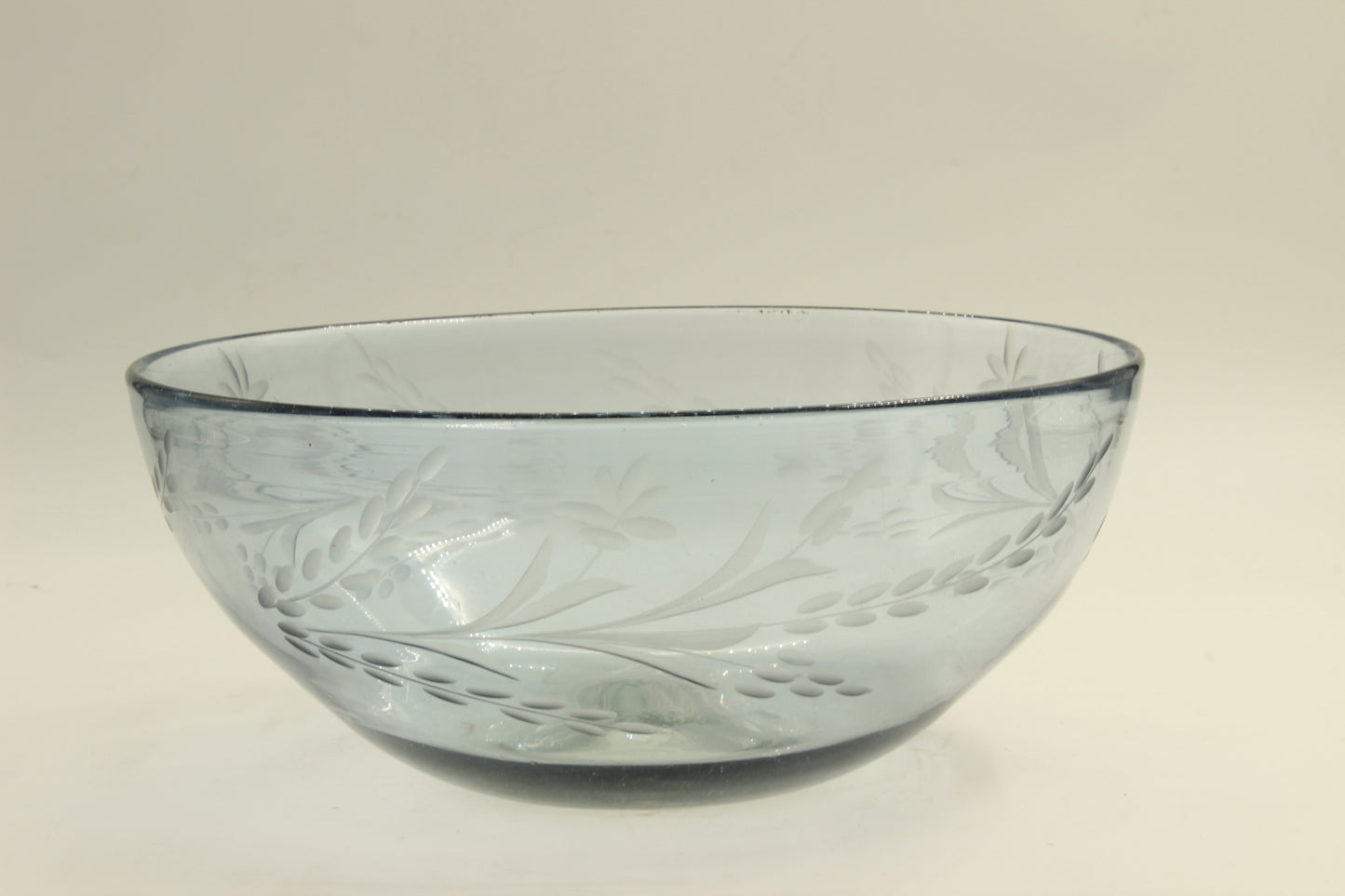 Blue Patterned Blown Glass Bowl