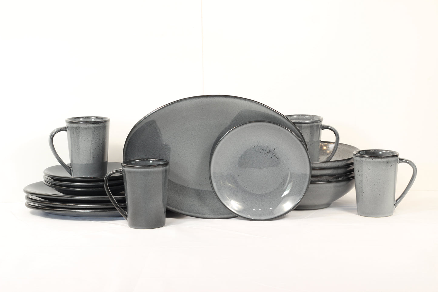 Anfora Denali Grey- 16 Piece Everyday Dining Set