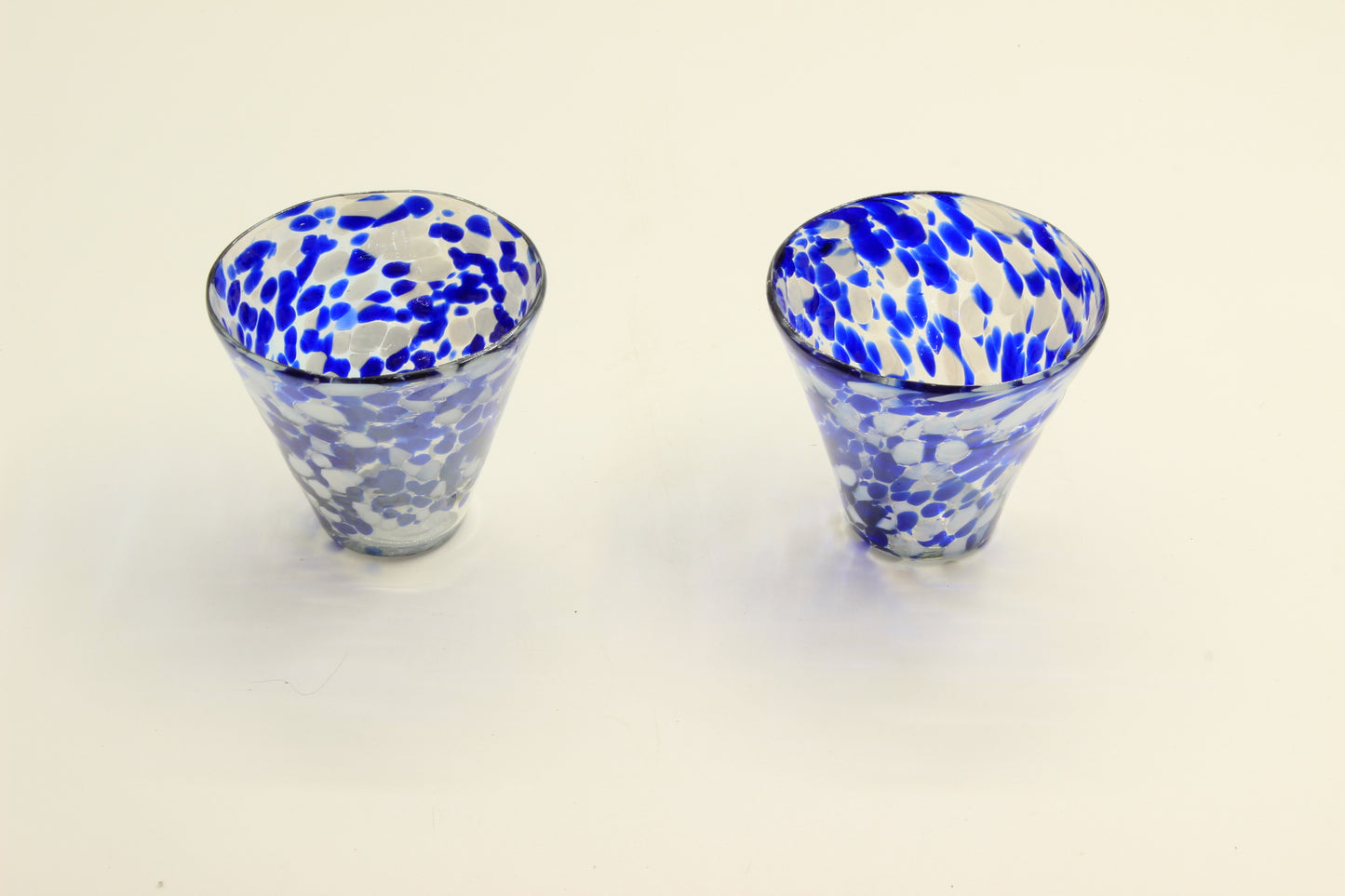 Blue And White Blown Glass Set