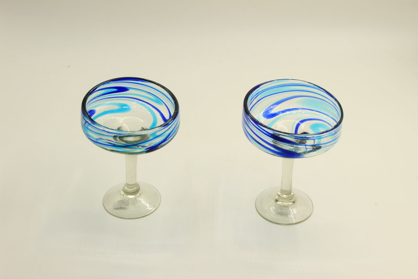 Blue Swirl Blown Glass Set