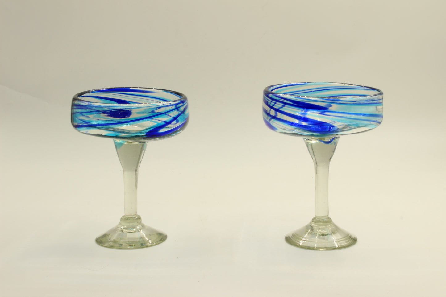 Blue Swirl Blown Glass Set