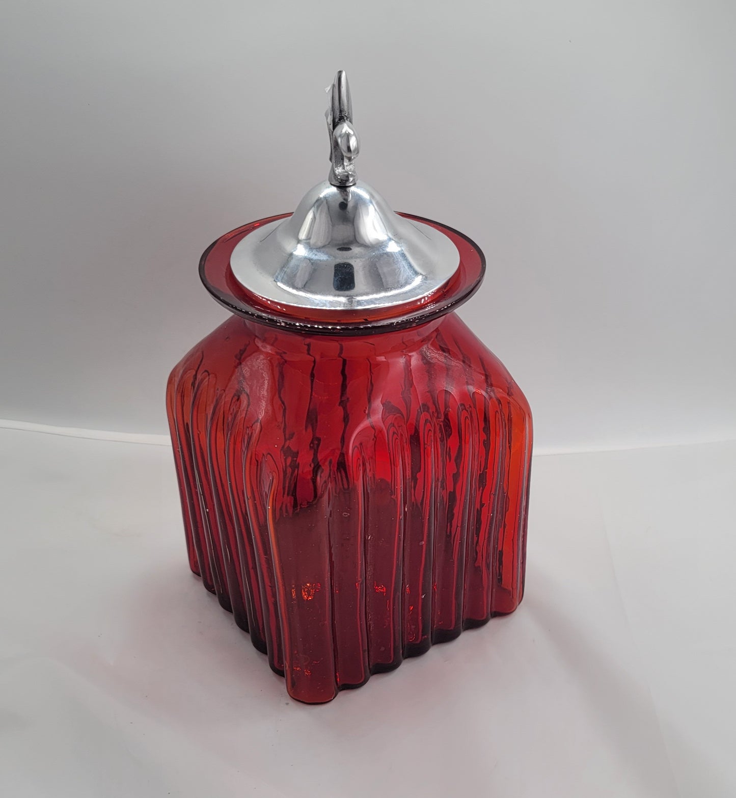 Small Red Blown Glass Spice Container