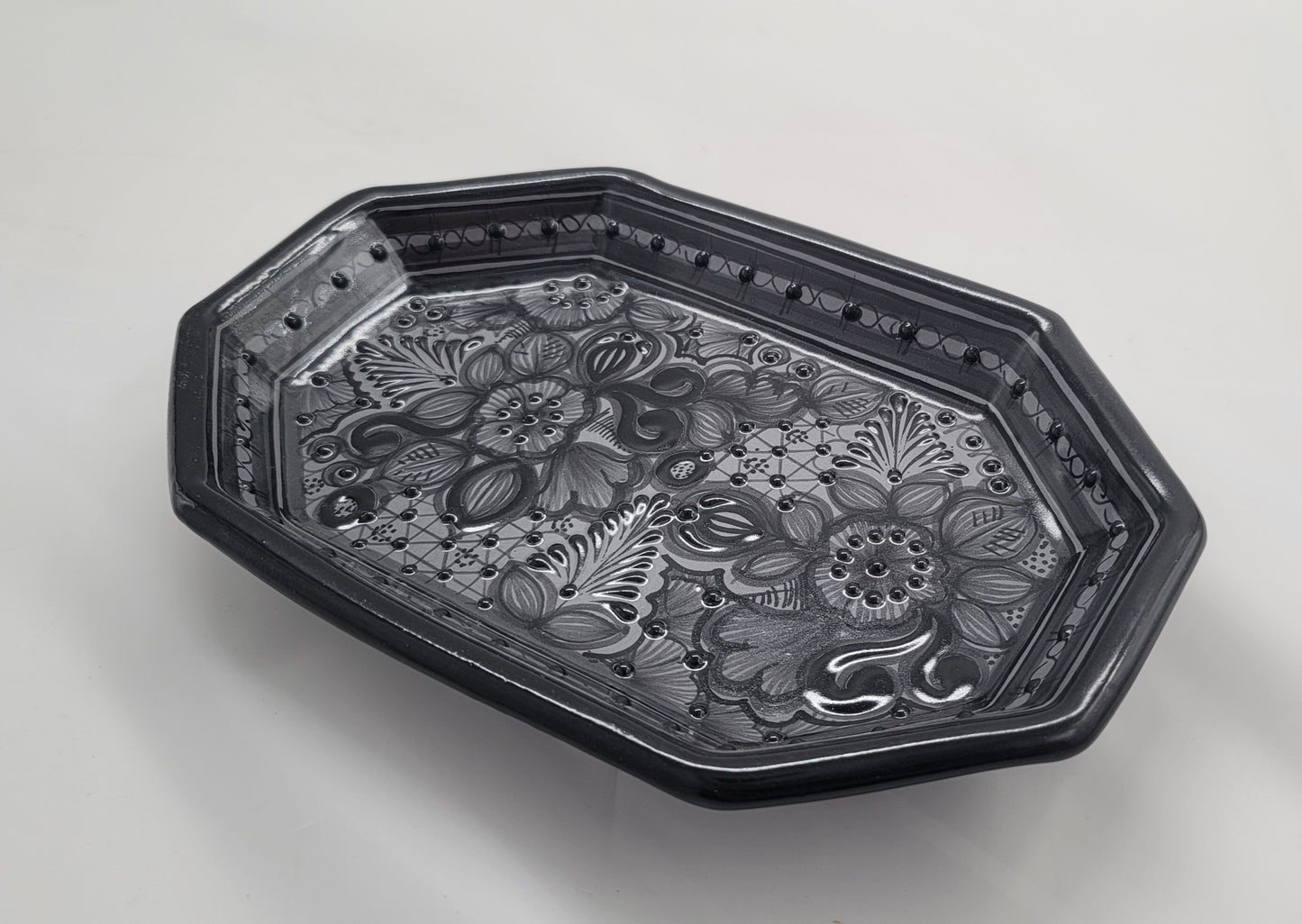 Black Small Patterned Talavera Decorative Tray