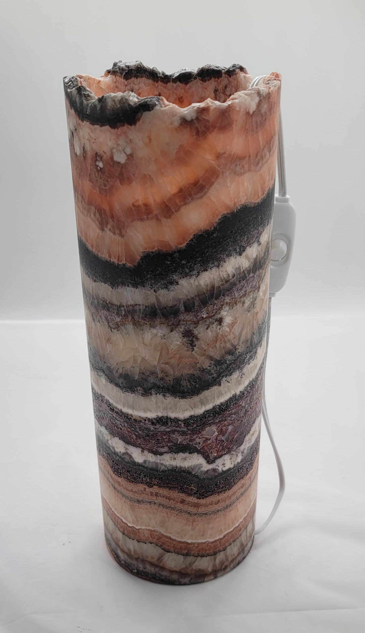 White/Red/Black Open Decorative Onyx Lamp