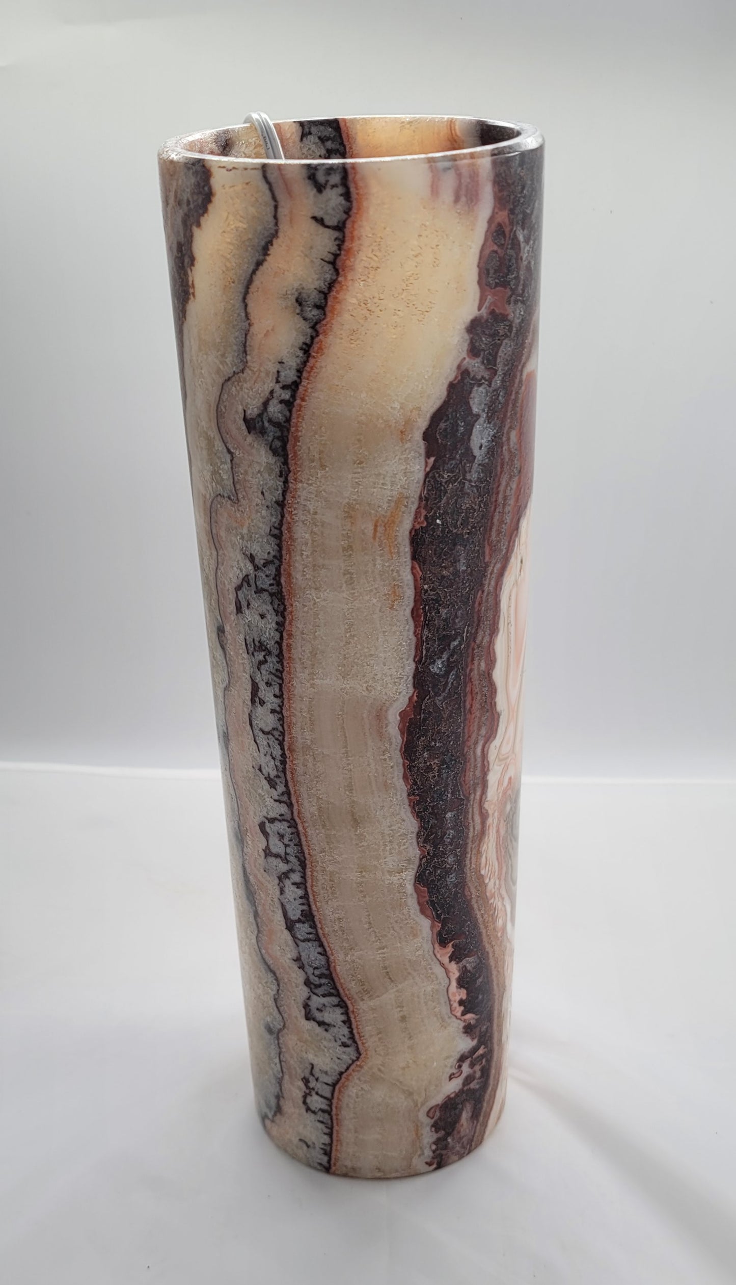 Beige/Dark Gray Open Decorative Onyx Lamp