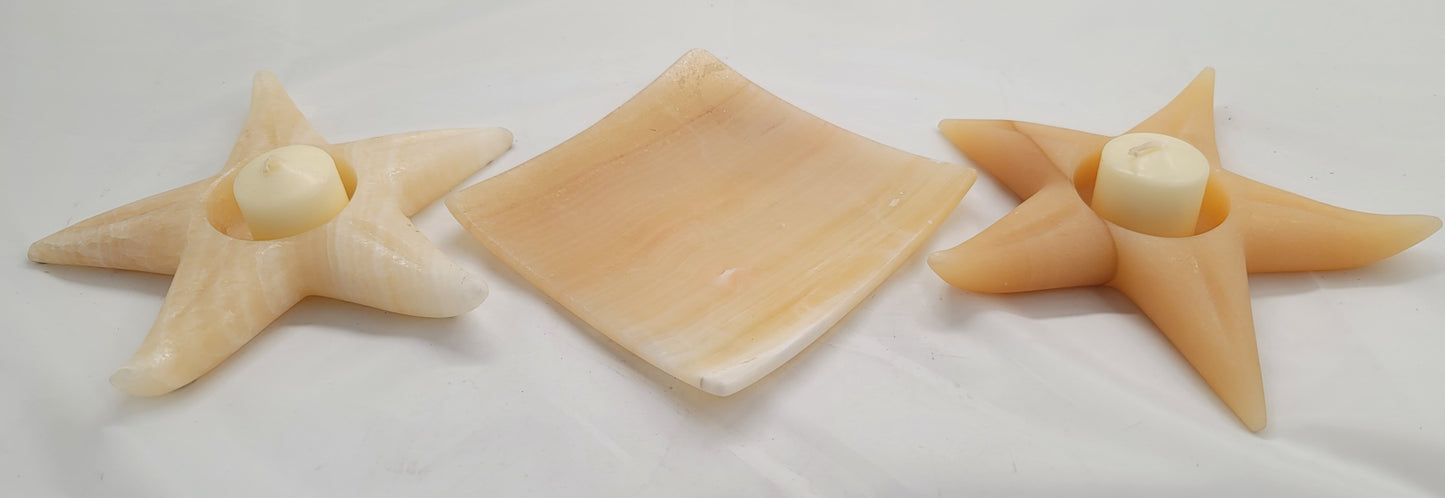 Star/Tray Beige Decorative Onyx Set