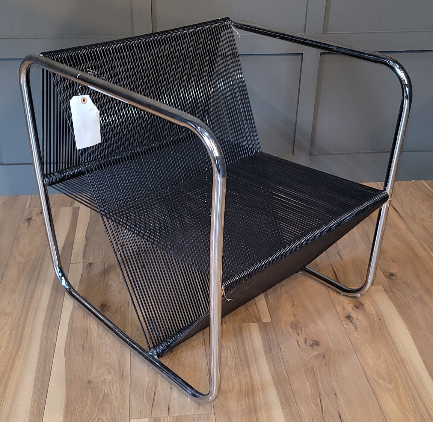 Black Cube Acapulco Chair w/ Silver Frame