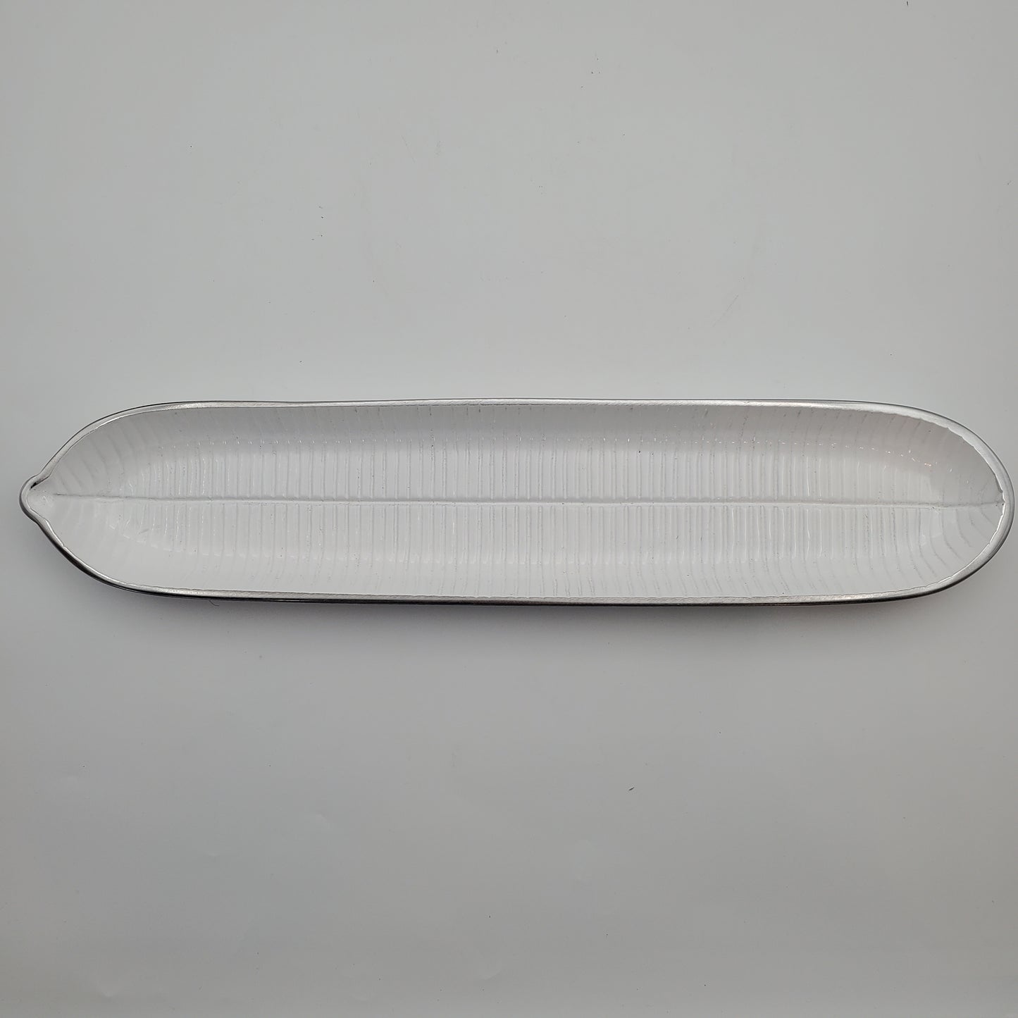 2pc Canoe Bread Tray White/Silver