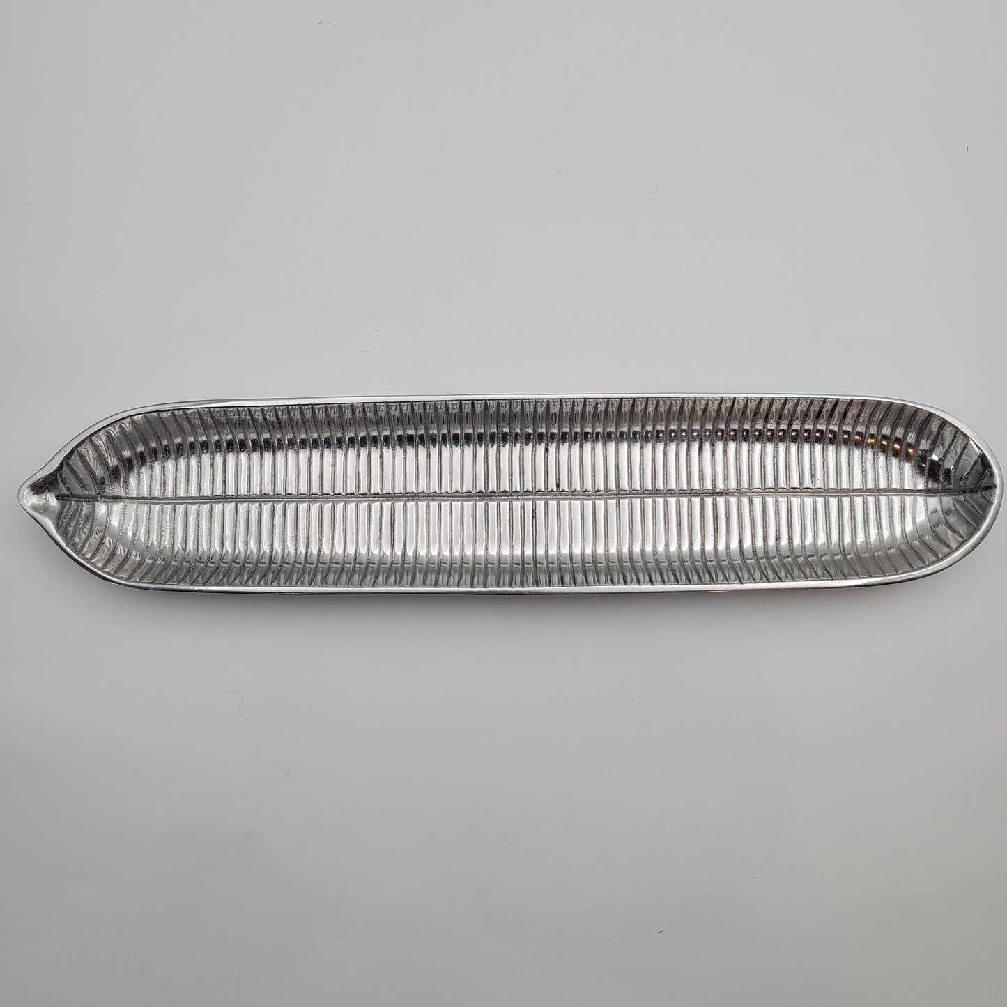 2pc Canoe Bread Tray White/Silver
