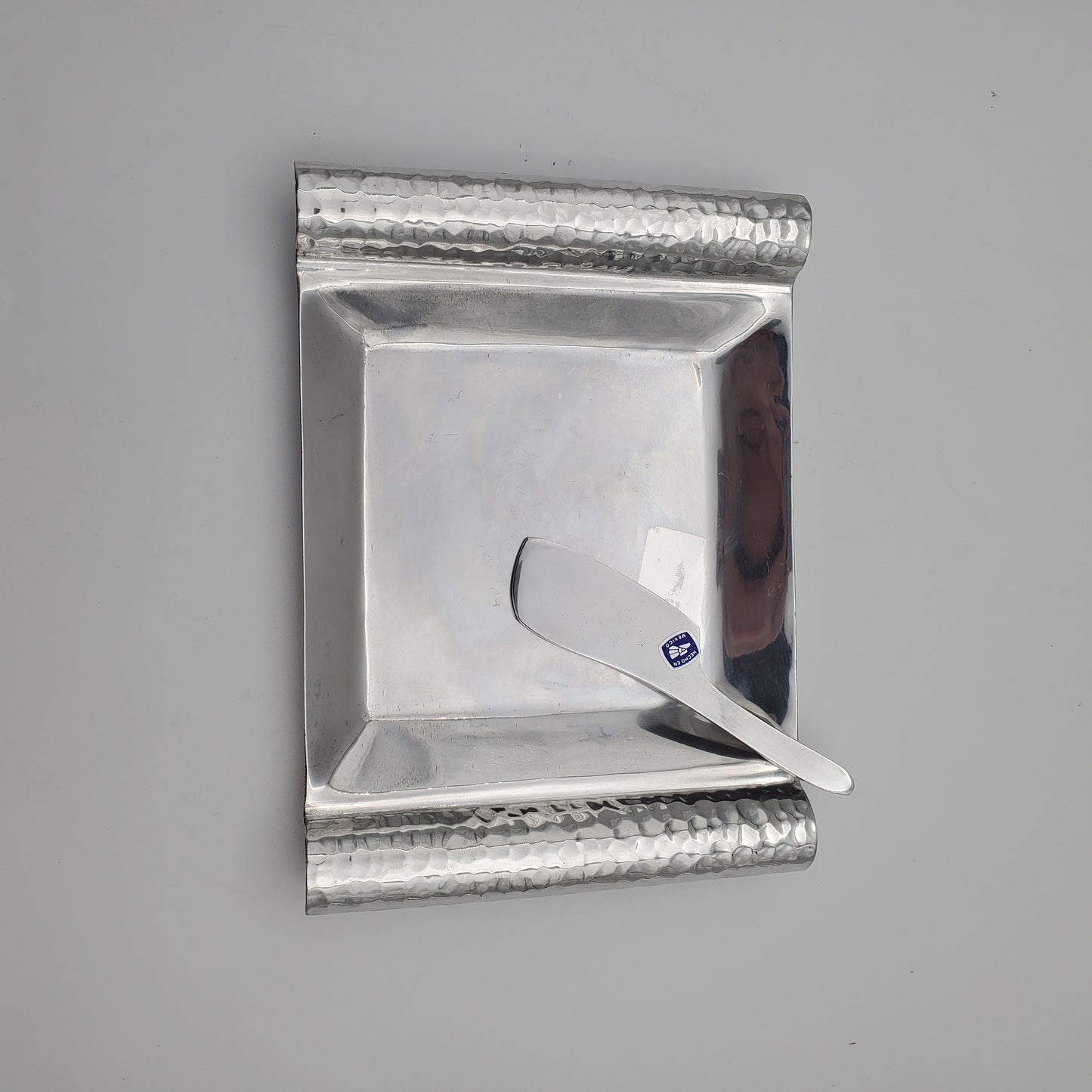 6pc Pewter Serving Tray Set w/ Cheese & Salsa Utensils