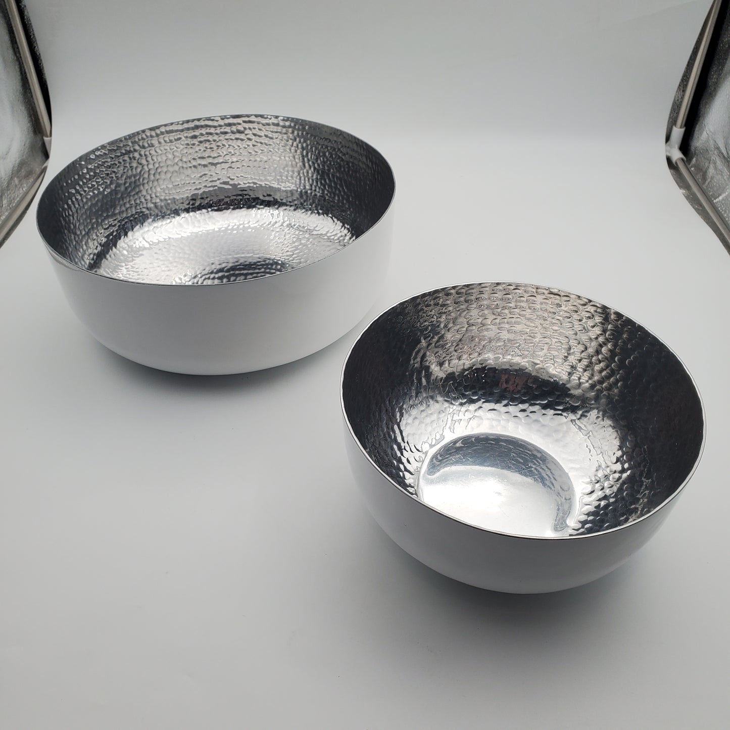 Silver & White Pewter 2pc Salad Bowl Set