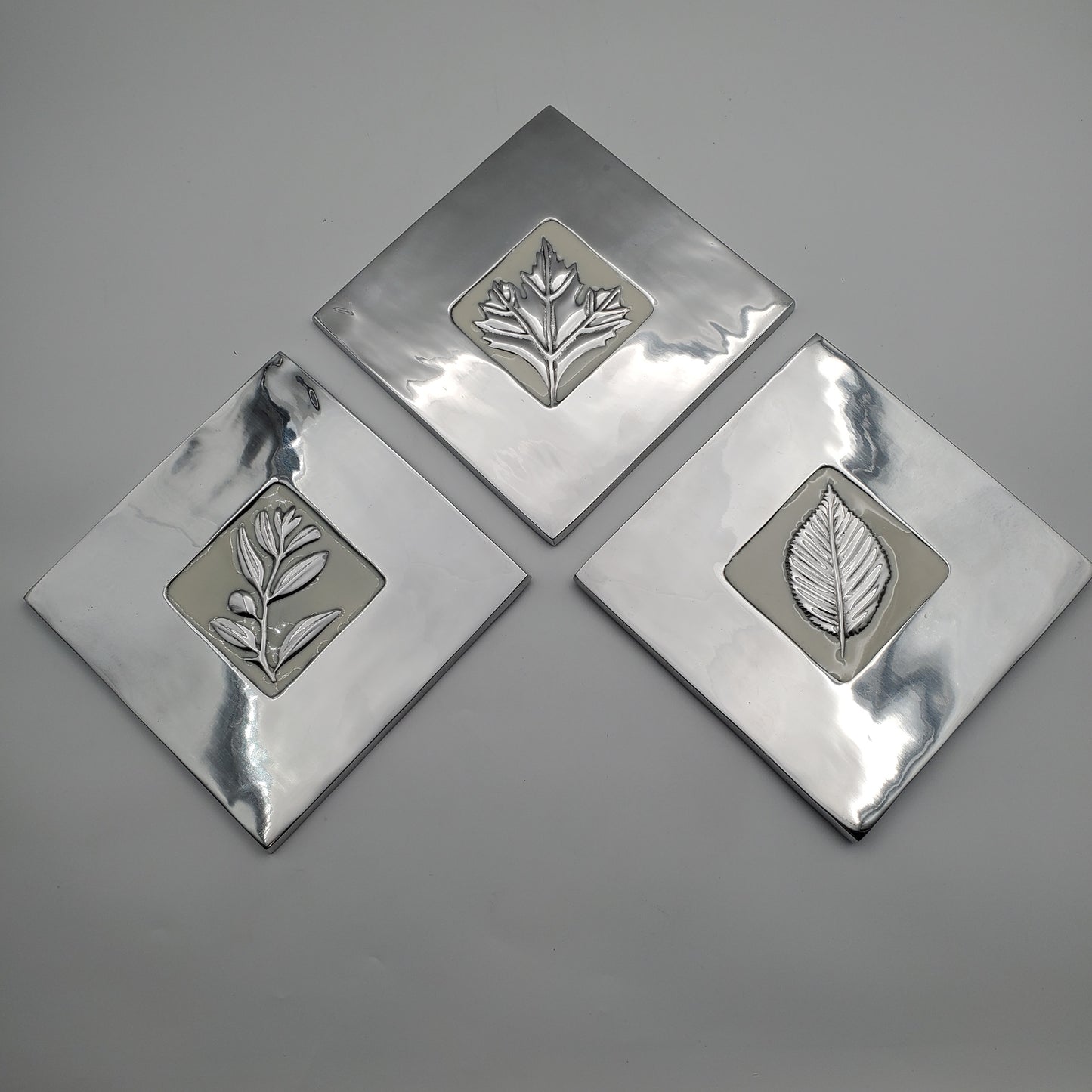 3pc Leaf Pot Holder Tray Set