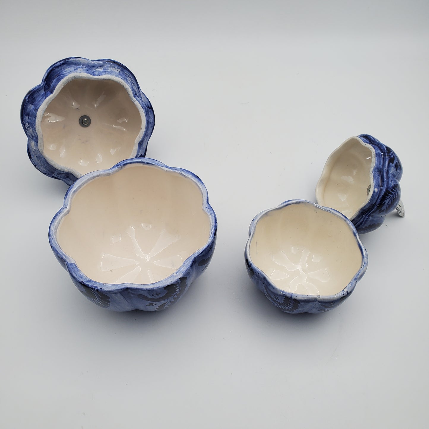 2pc Ceramic & Pewter Pumpkin Candy Bowl Set
