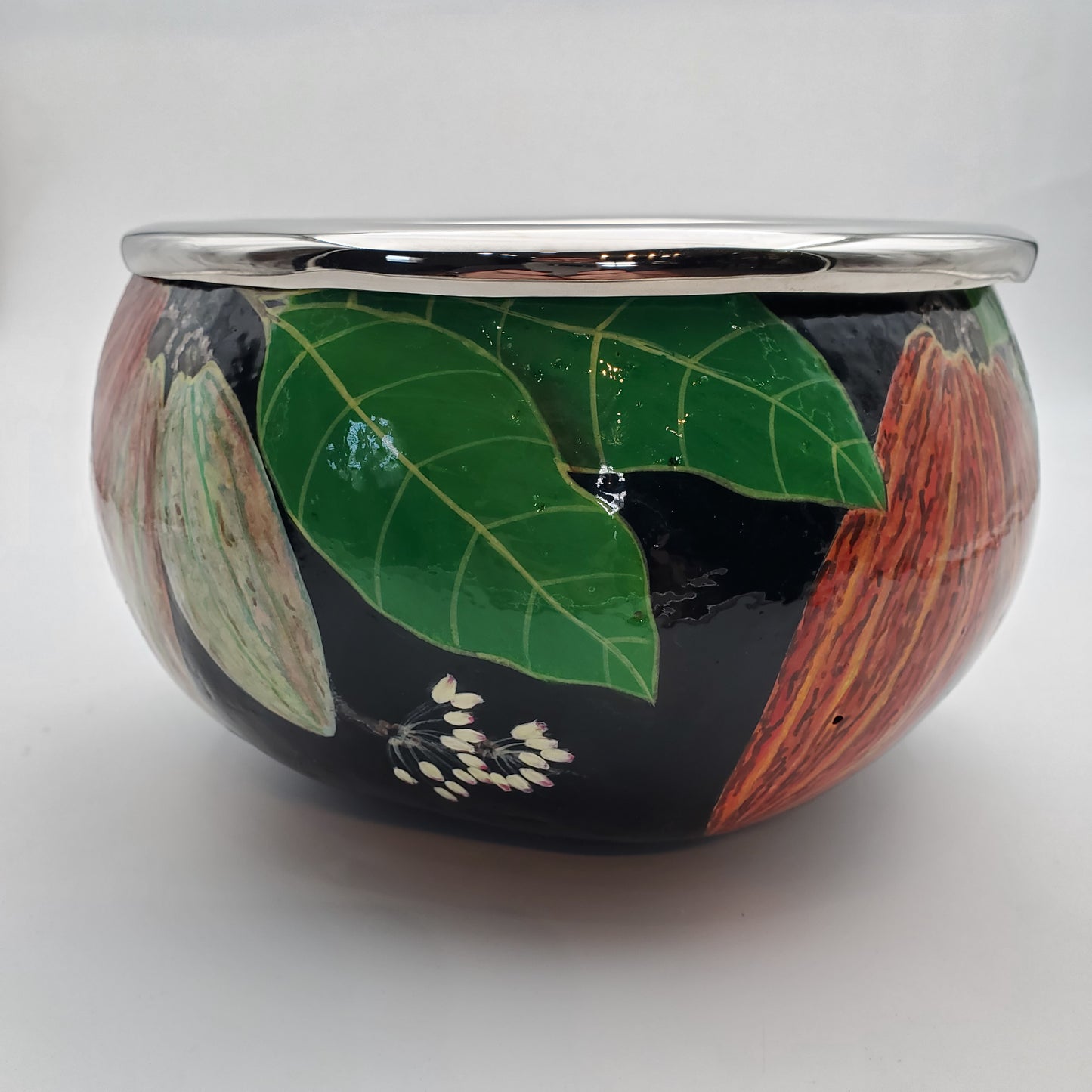 Wood & Pewter Serving and Candy Bowl