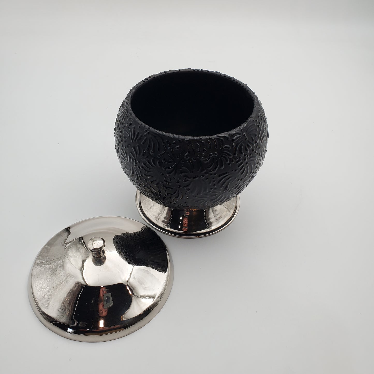 Ceramic & Pewter Metal Candy Bowl