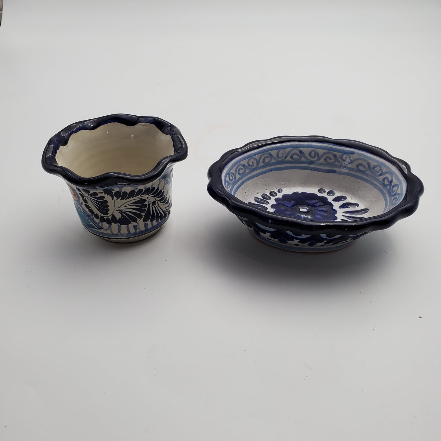 Blue/ White Talavera Mini Flower Pot