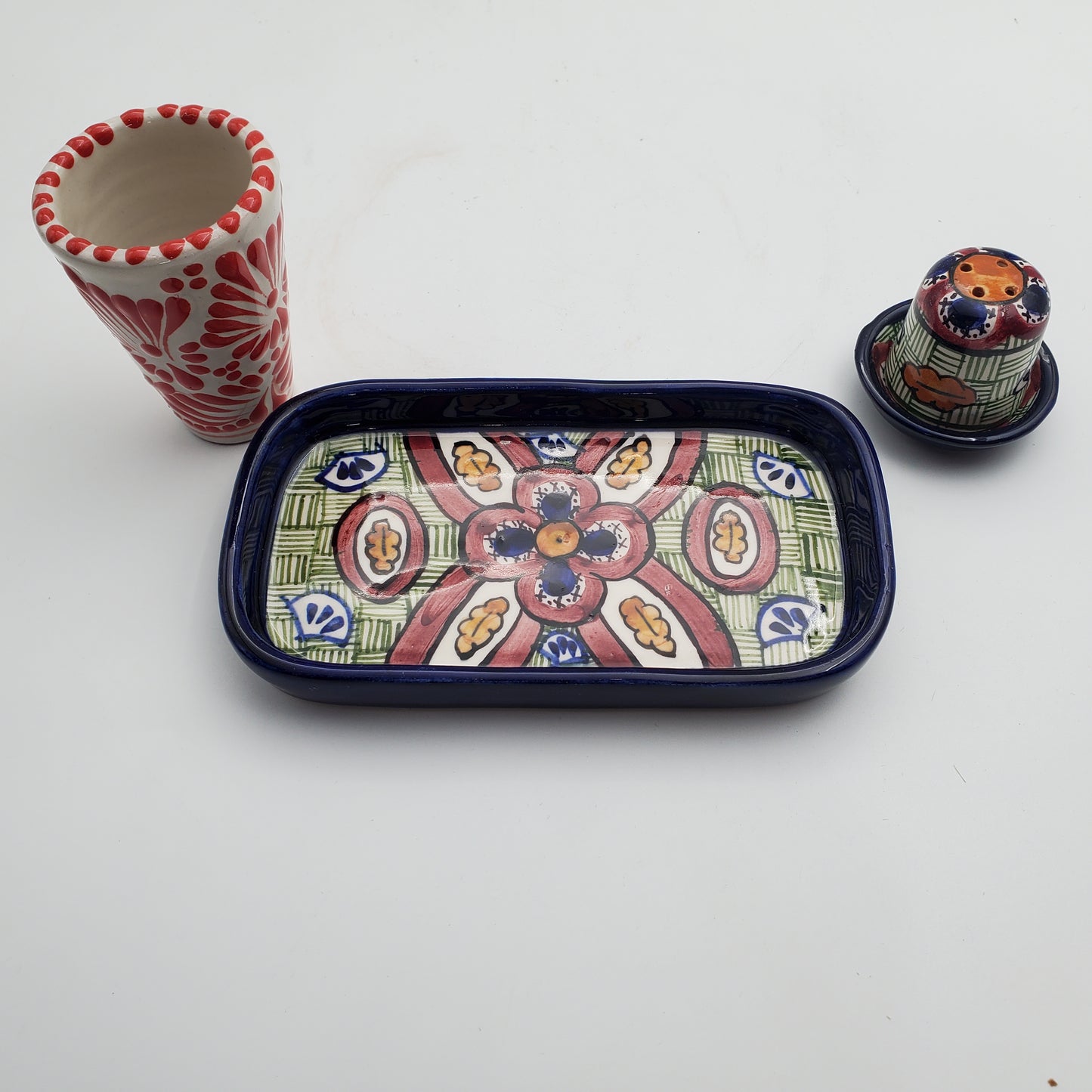 3pc Multicolor Talavera Salt & Lime Tray w/ Tequilero