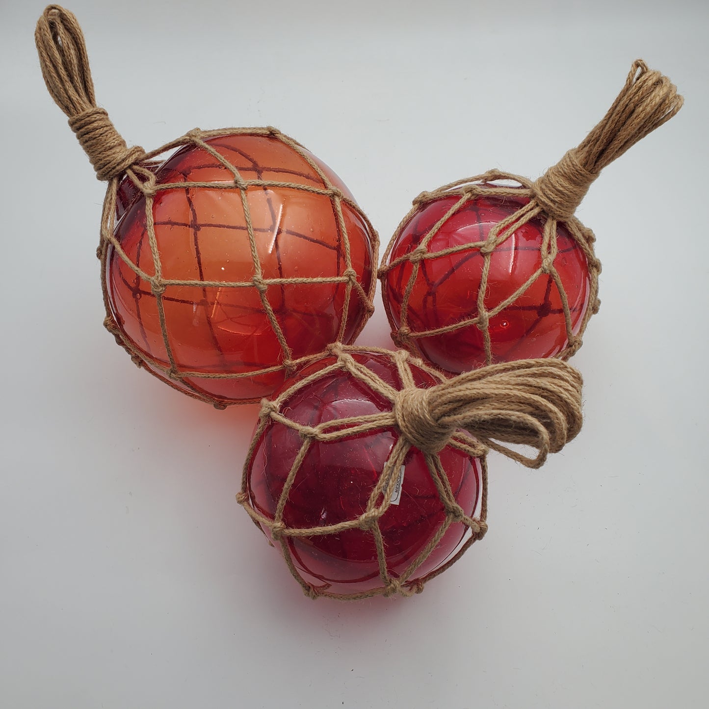 3pc Red Glass Ball Japanese Fishing Float
