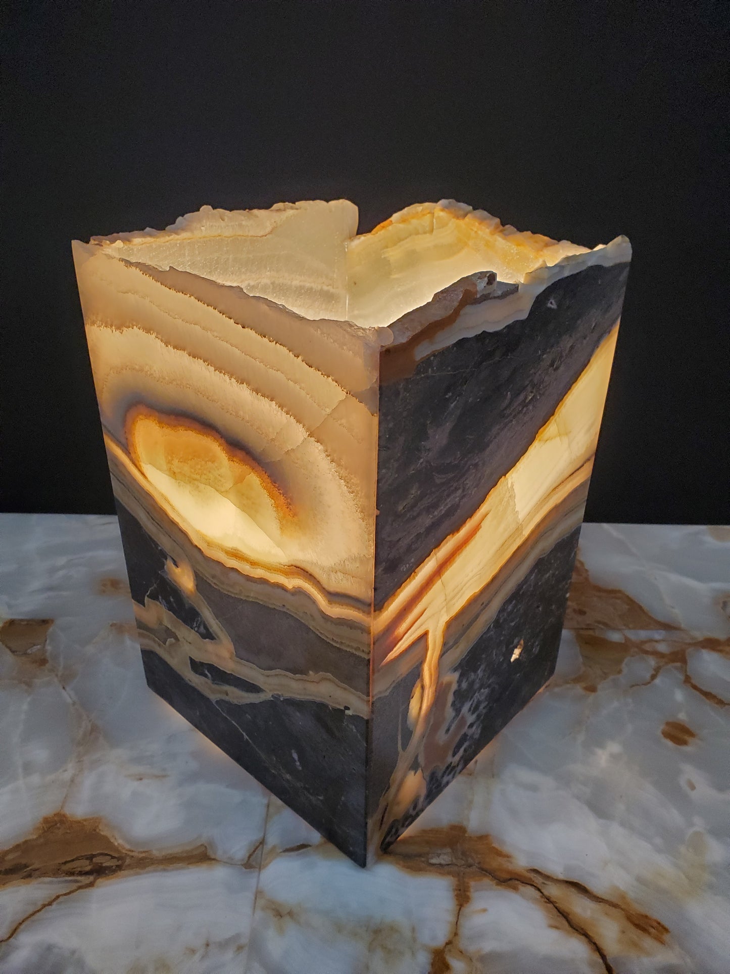 Eye of Providence Green & Black Onyx Lamp