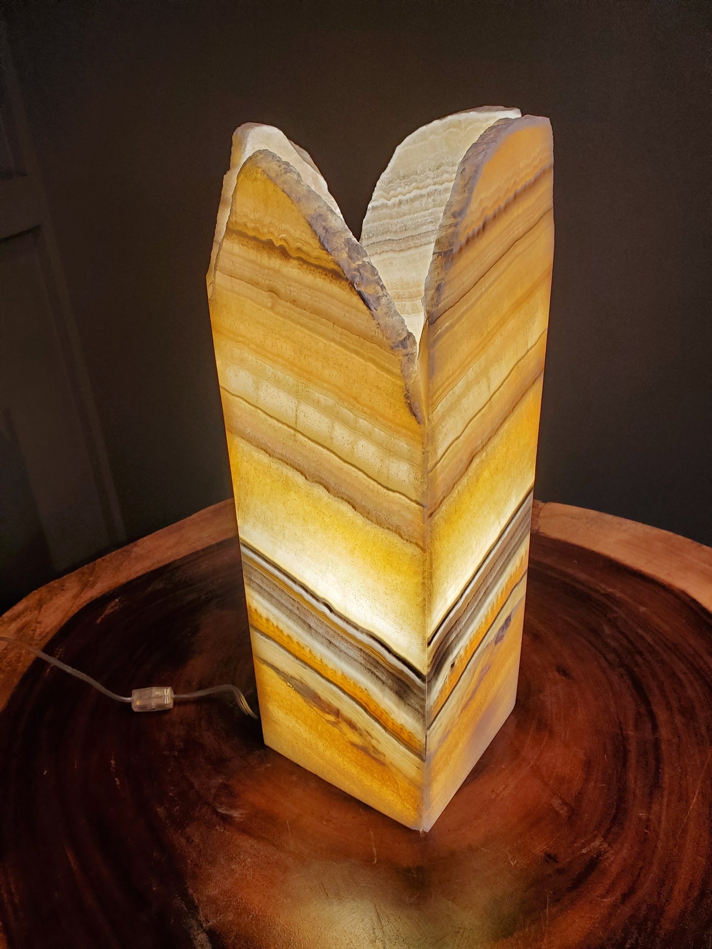 Yellow Bumblebee Onyx Lamp