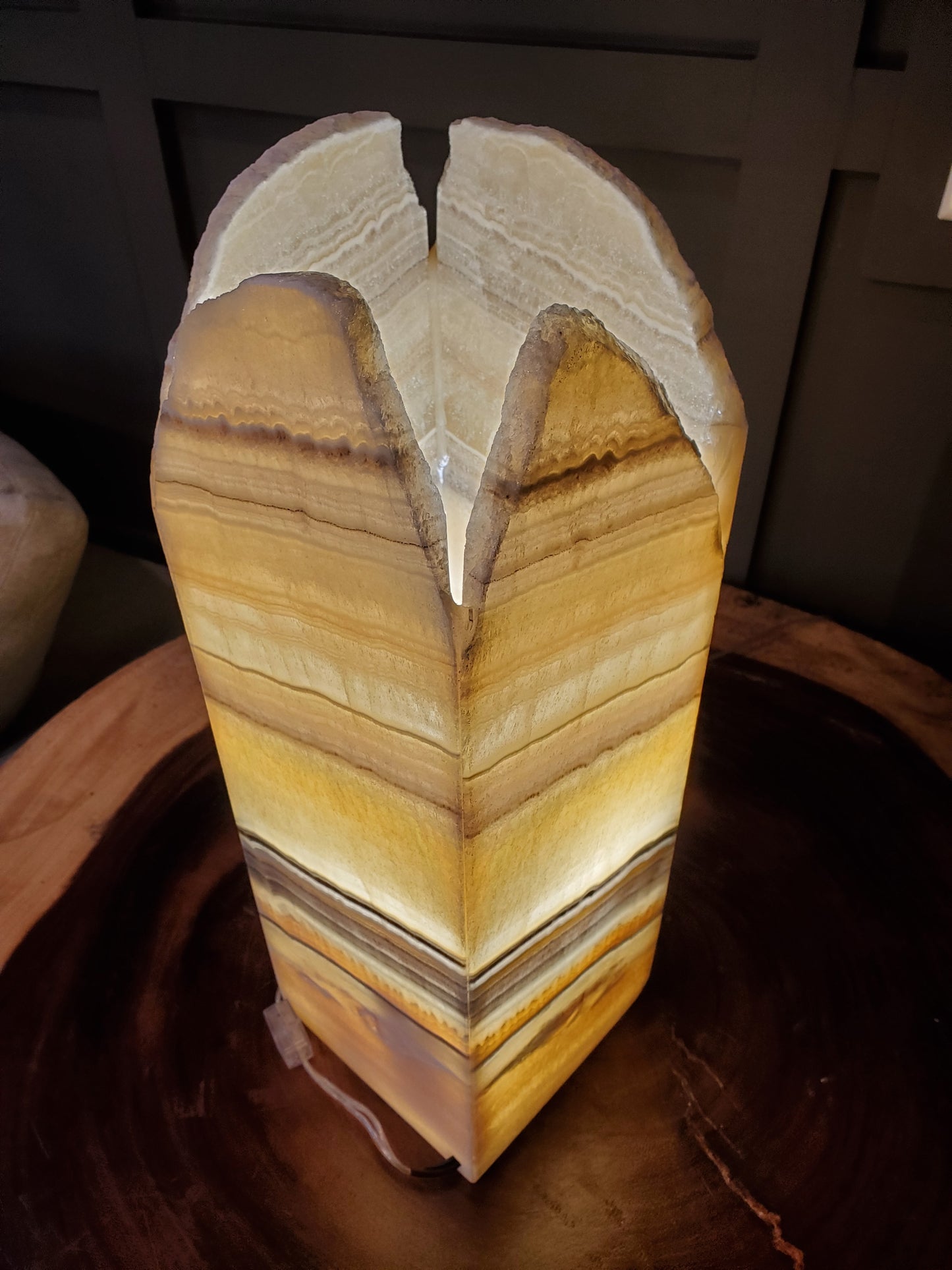 Yellow Bumblebee Onyx Lamp