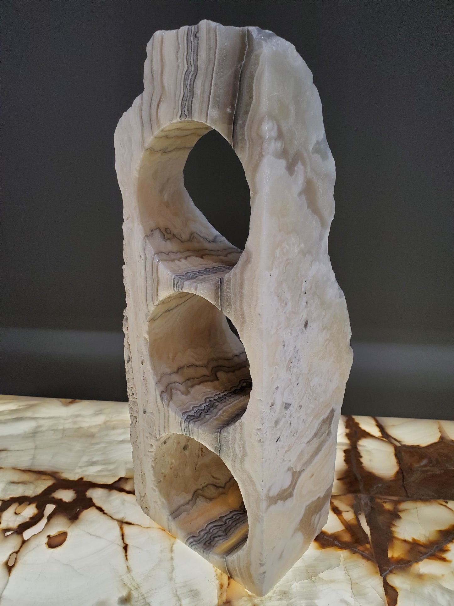 Brown & White Onyx Stone Wine Holder