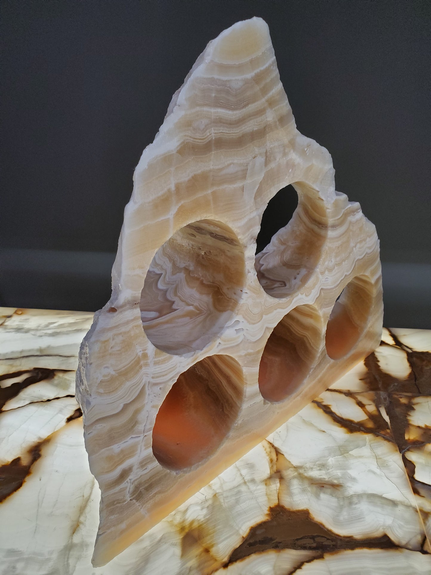 Beige & Yellow Onyx Stone Wine Holder