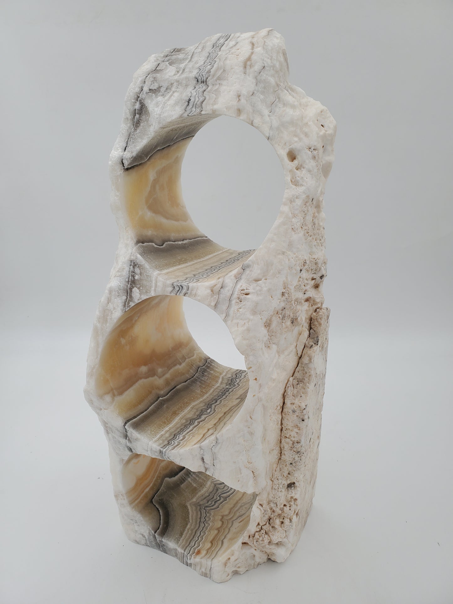 Brown & White Onyx Stone Wine Holder