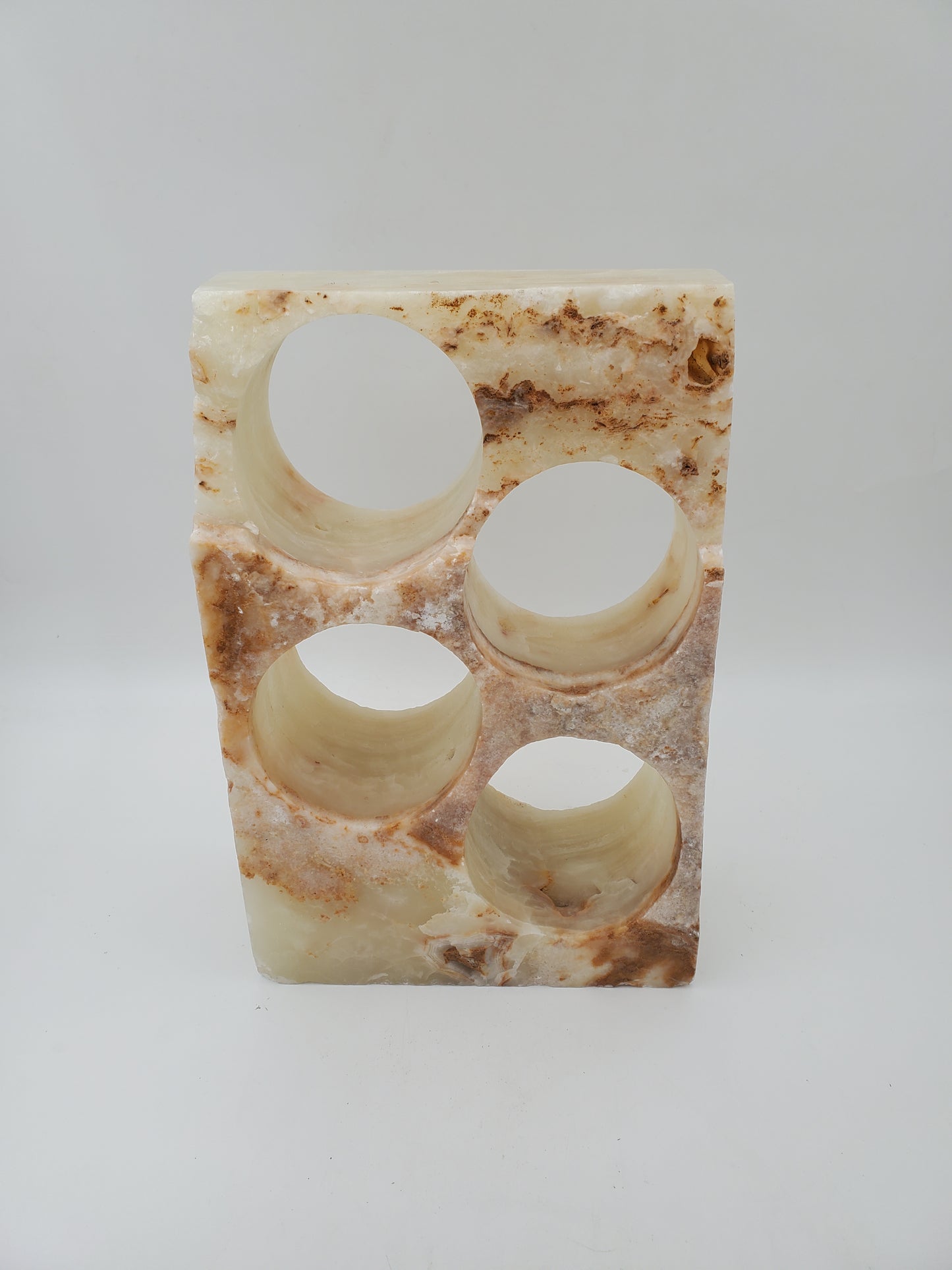 Beige & Orange Onyx Stone Wine Holder