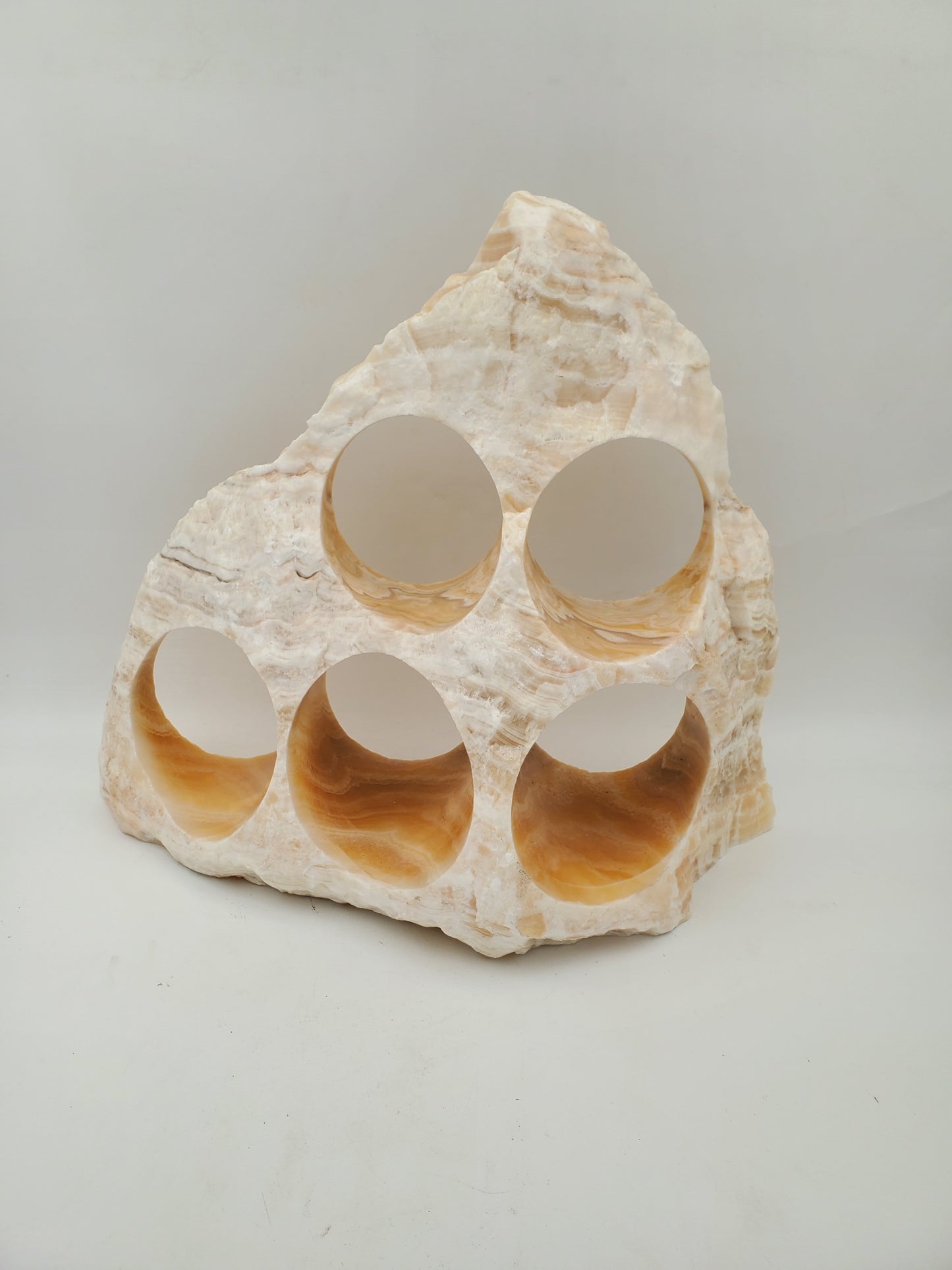 Beige & Yellow Onyx Stone Wine Holder