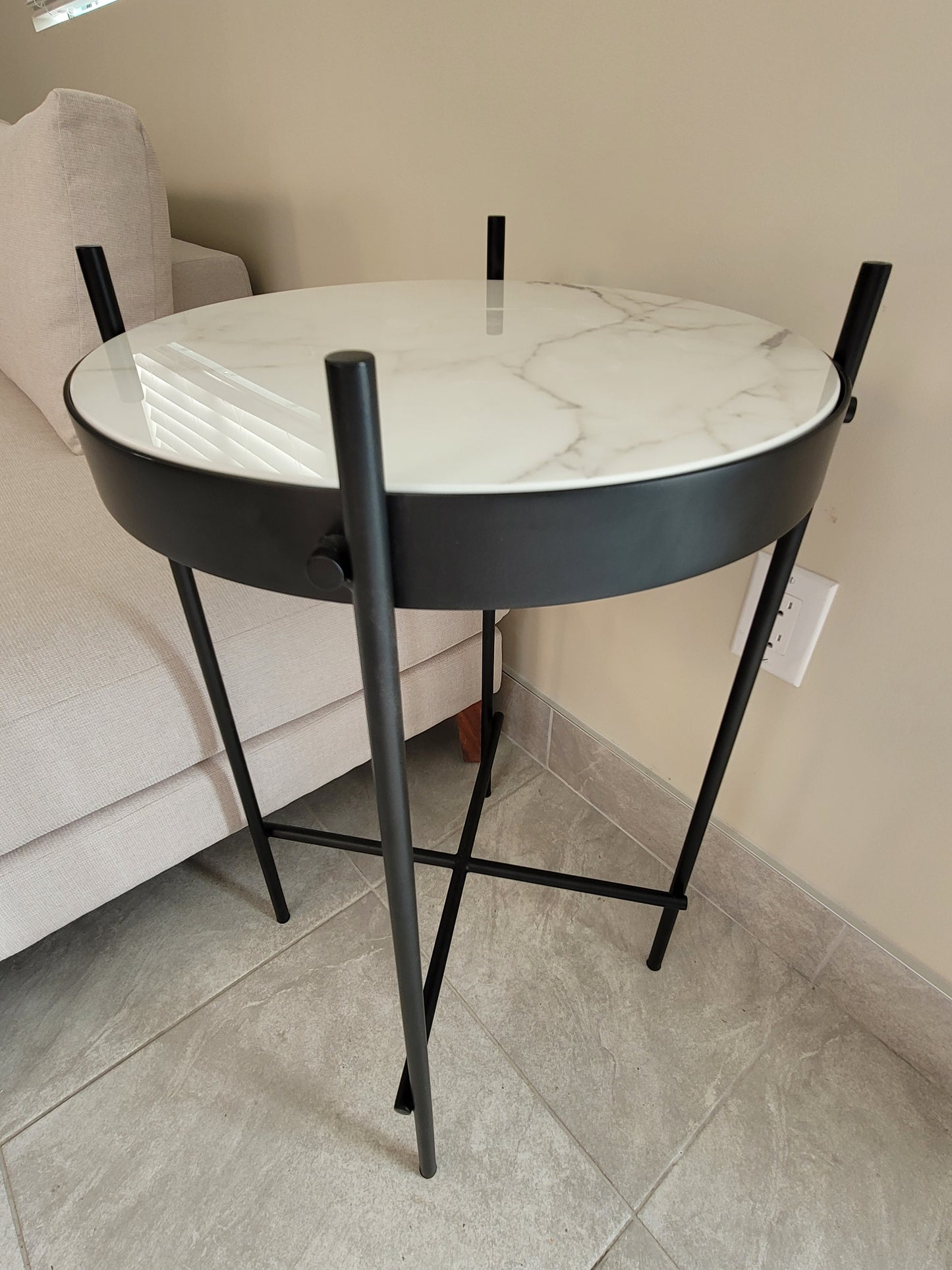 San Miguel 18" End Table w/ Real Stone Top