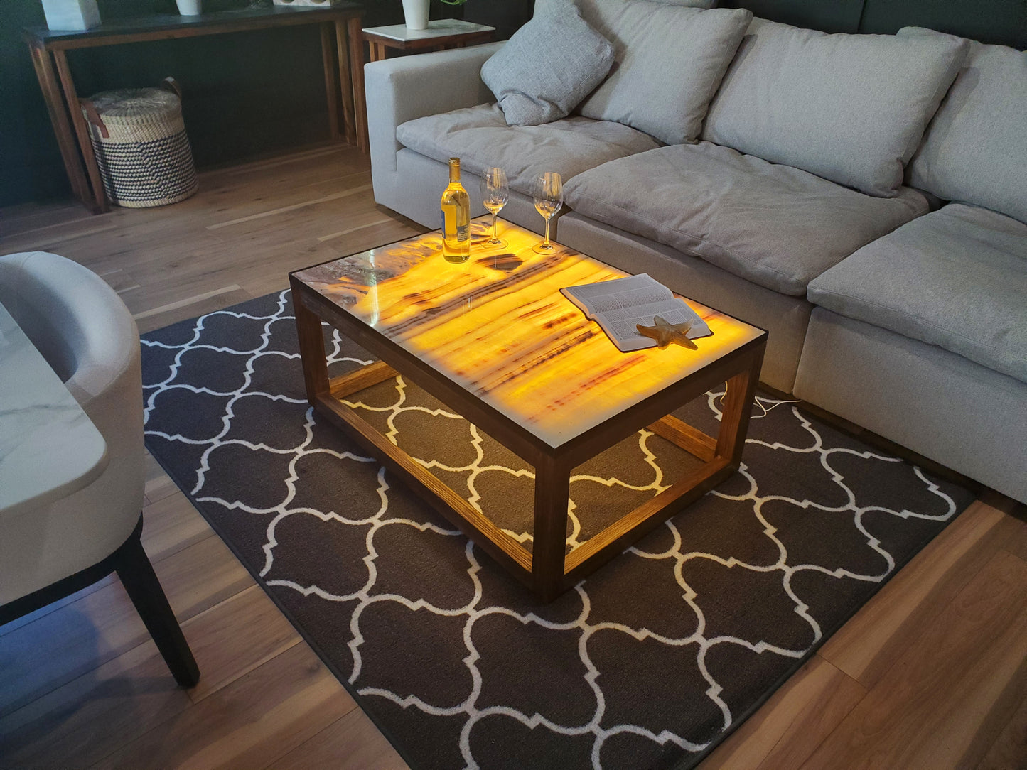 Tatacoa 40" Red & Yellow Backlit Onyx Coffee Table (In-Store Only)