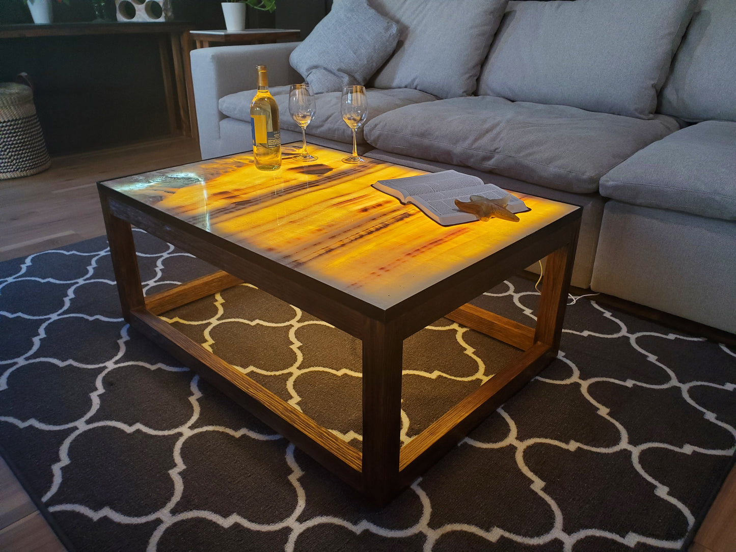 Tatacoa 40" Red & Yellow Backlit Onyx Coffee Table (In-Store Only)