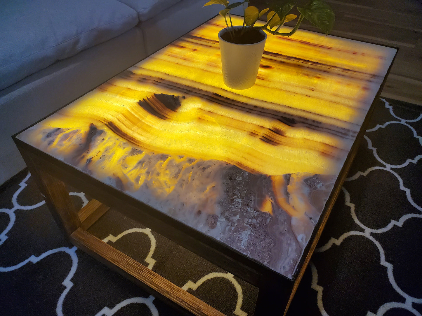 Tatacoa 40" Red & Yellow Backlit Onyx Coffee Table (In-Store Only)