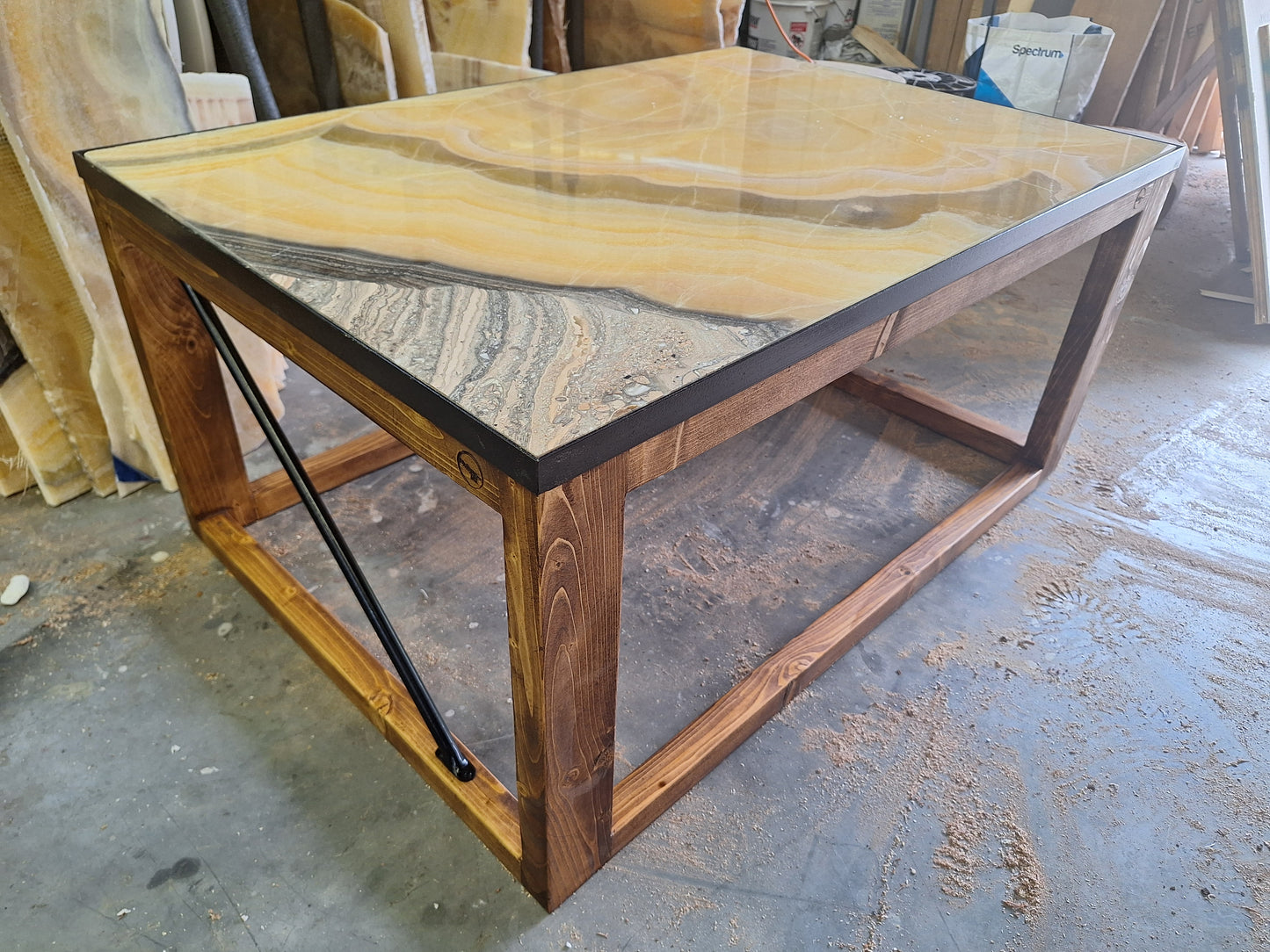 'Erupcion' Backlit Onyx Stone 40" Wood Coffee Table
