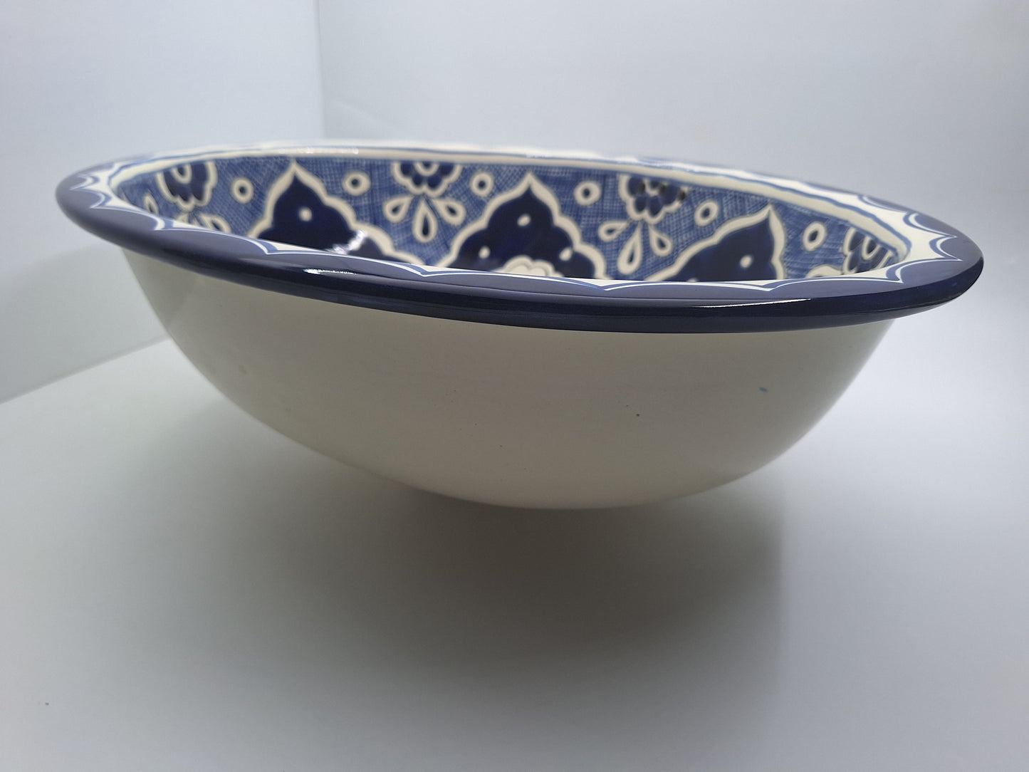 21" Blue & White Talavera Ceramic Drop-In Sink