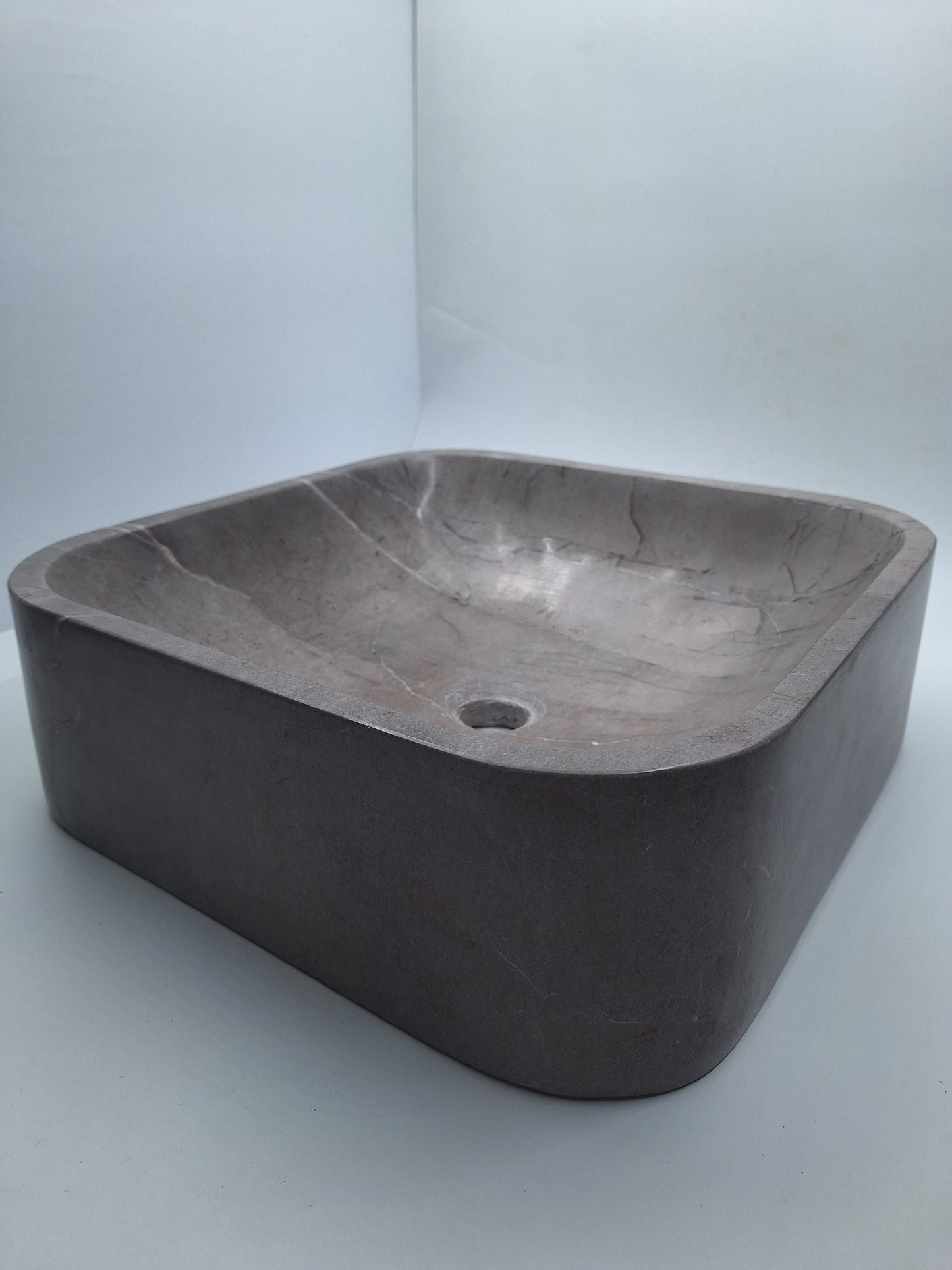 16" Square Grey Marble Vessel Sink