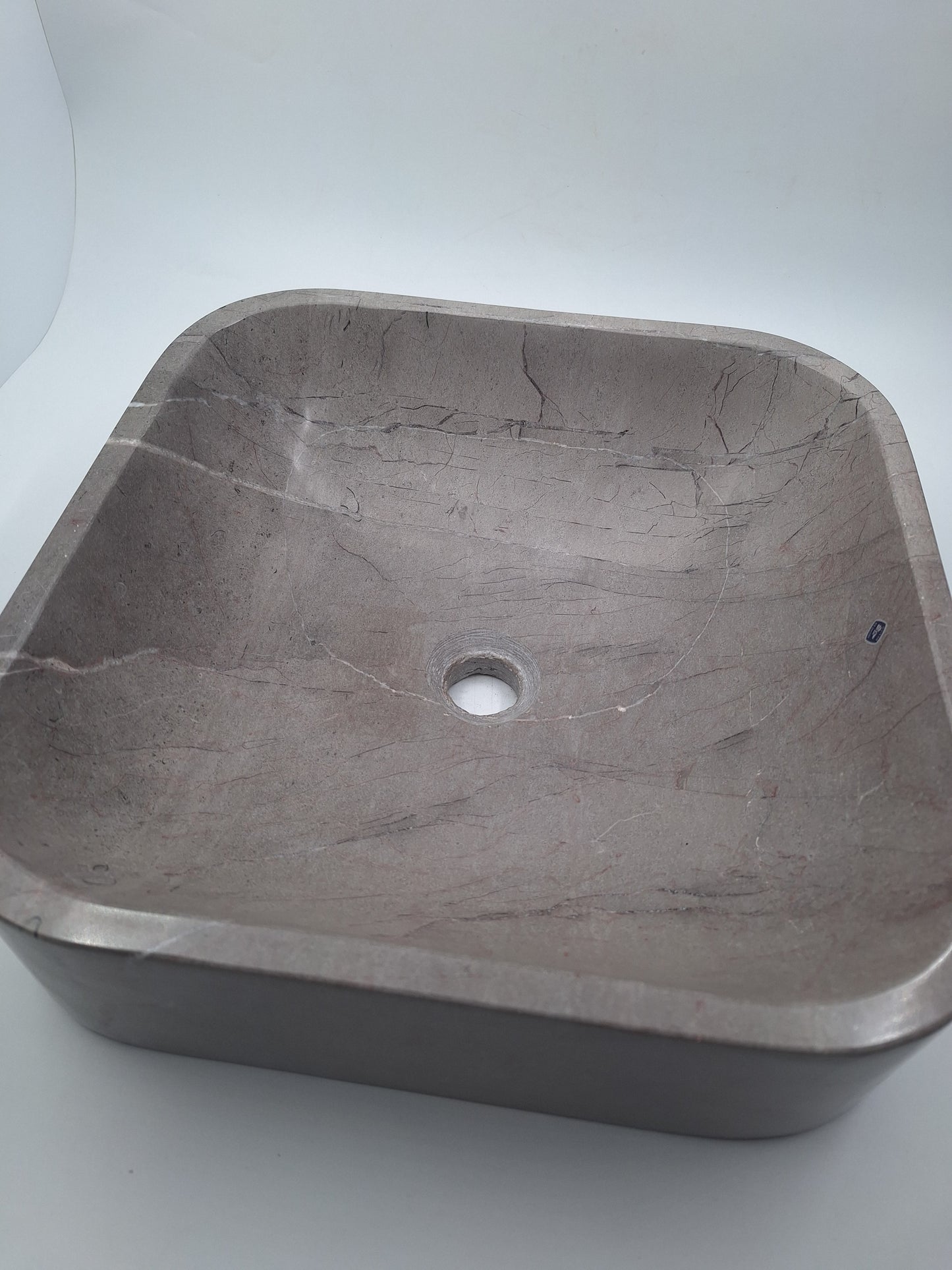 16" Square Grey Marble Vessel Sink