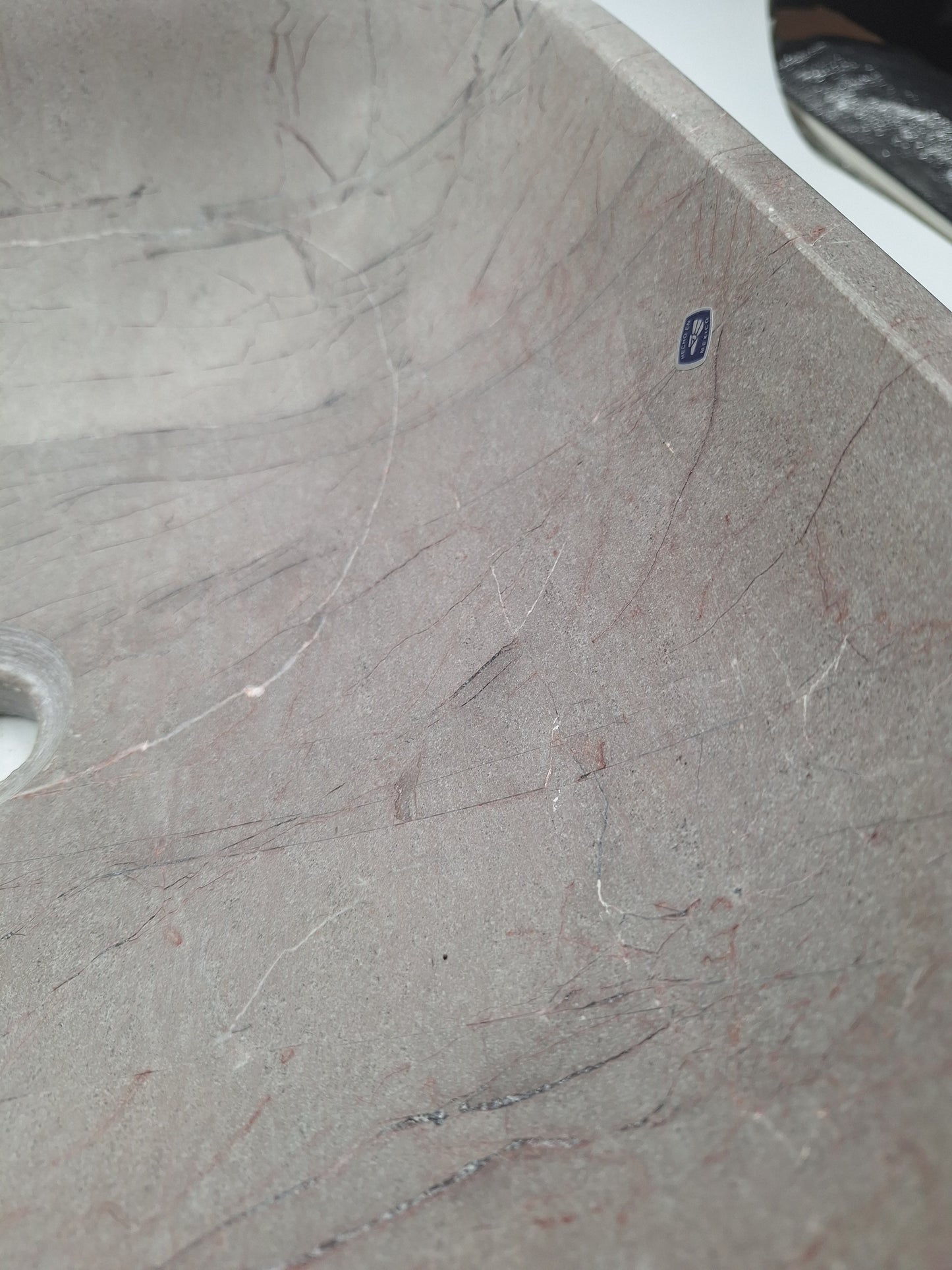 16" Square Grey Marble Vessel Sink