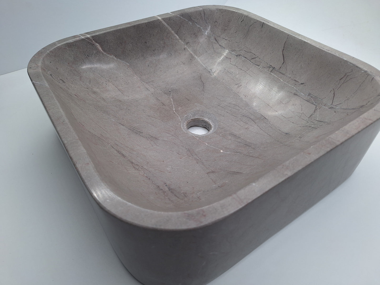 16" Square Grey Marble Vessel Sink