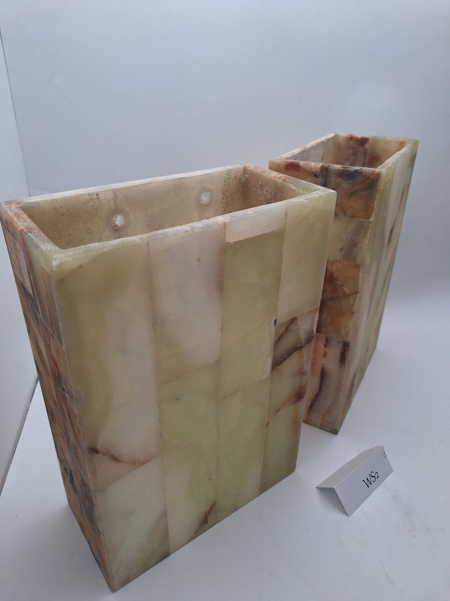 Beige & Green Onyx Wall Sconce Set