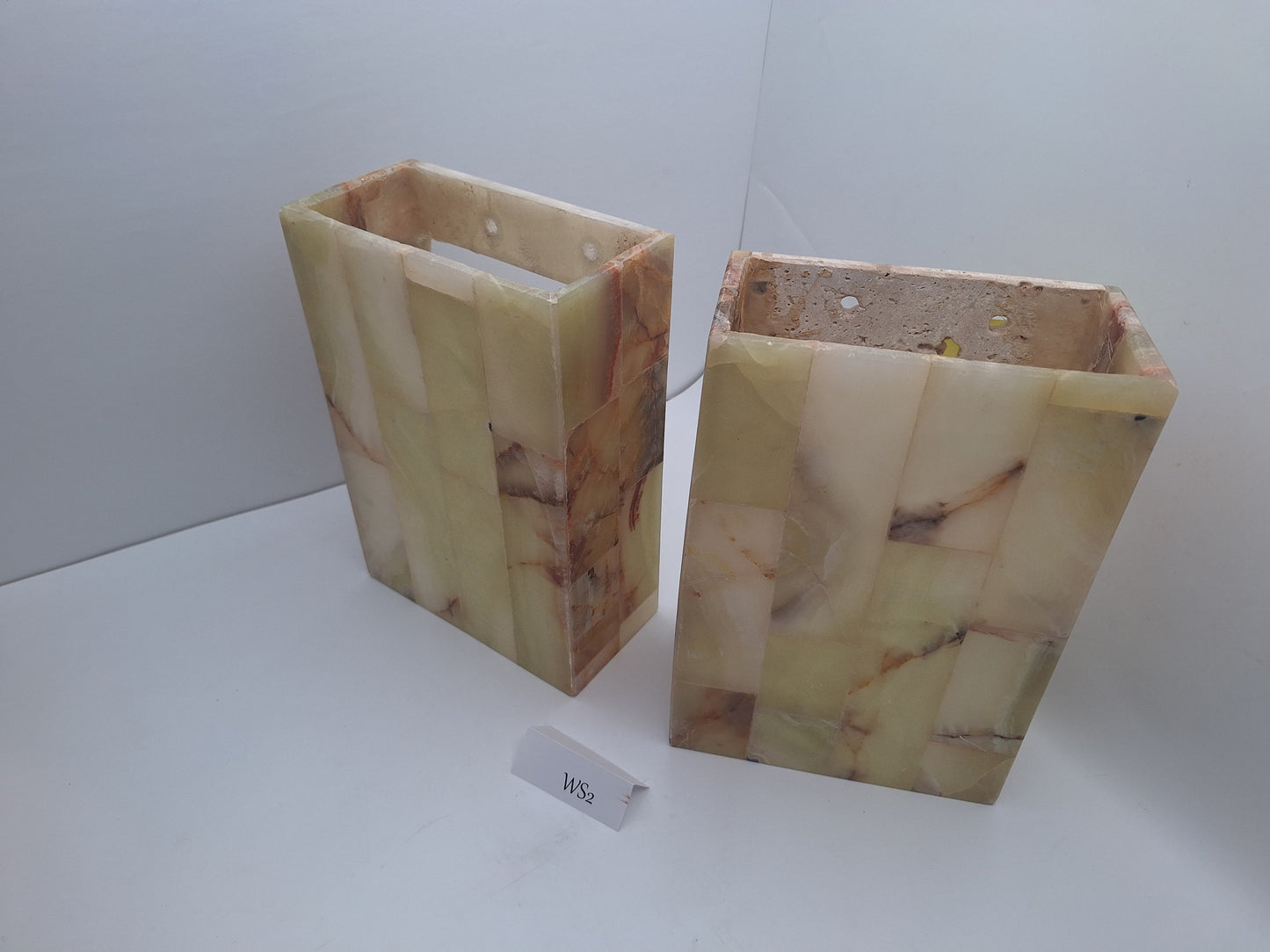 Beige & Green Onyx Wall Sconce Set