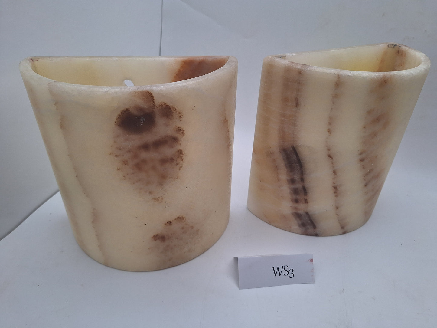 Beige & Orange Onyx Wall Sconce Set