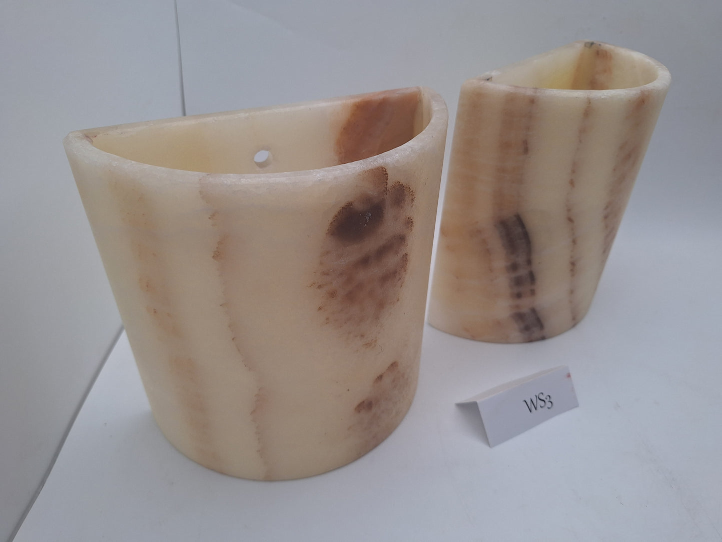 Beige & Orange Onyx Wall Sconce Set