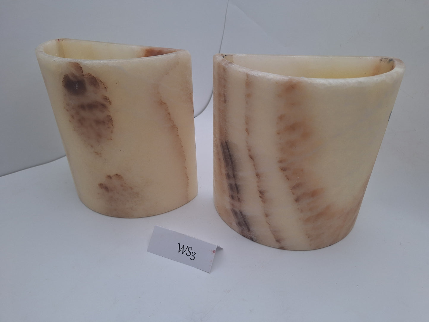 Beige & Orange Onyx Wall Sconce Set